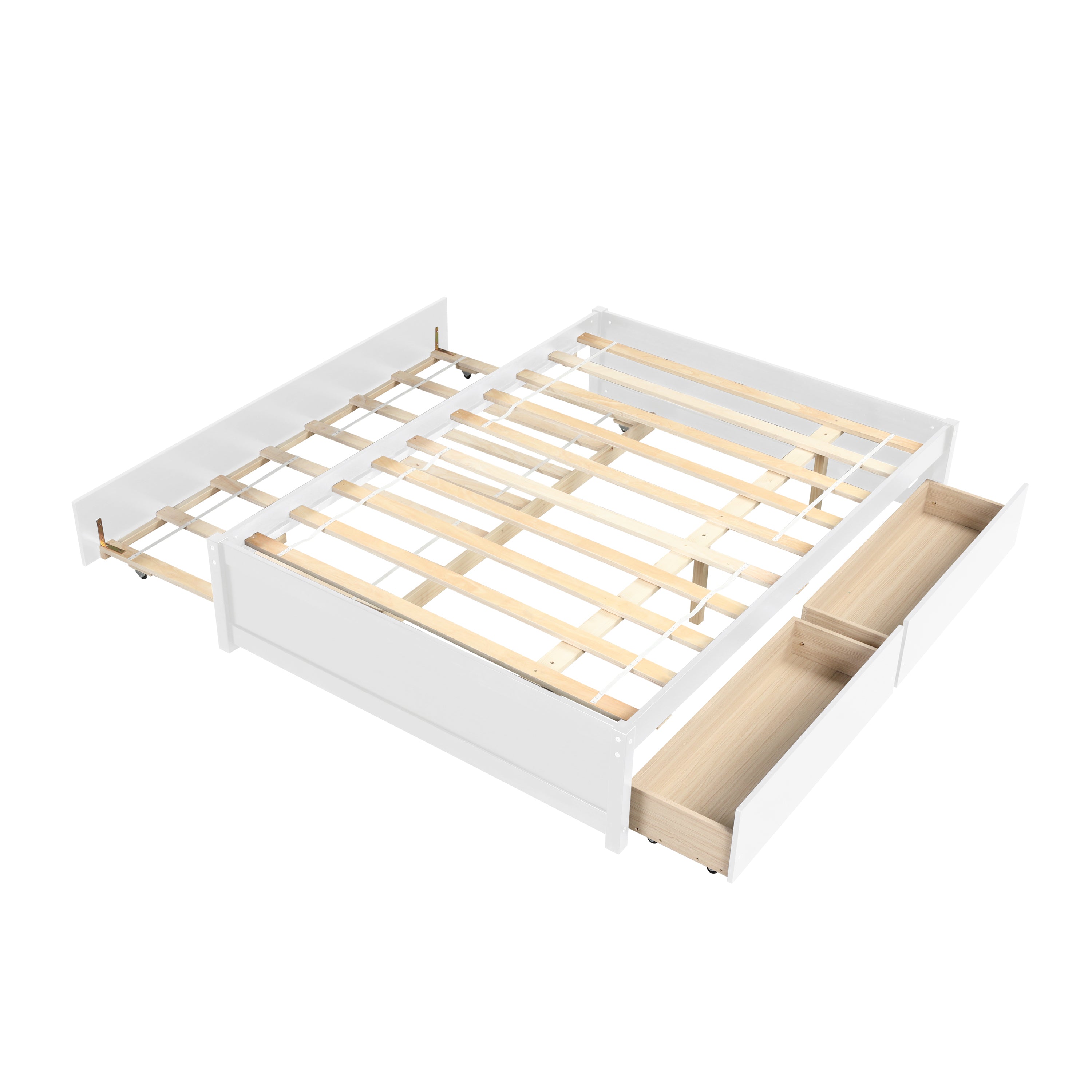 FULL BED WITH TWIN TRUNDLE AND TWO DRAWERS FOR WHITE COLOR