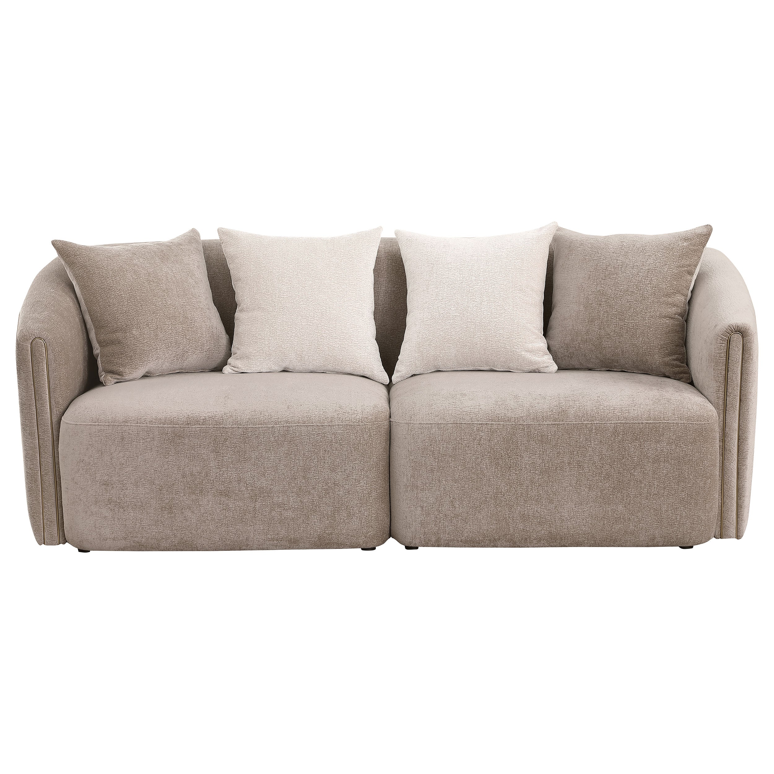 Townsend Chenille Upholstered Rolled Arm Sofa Latte — view 3