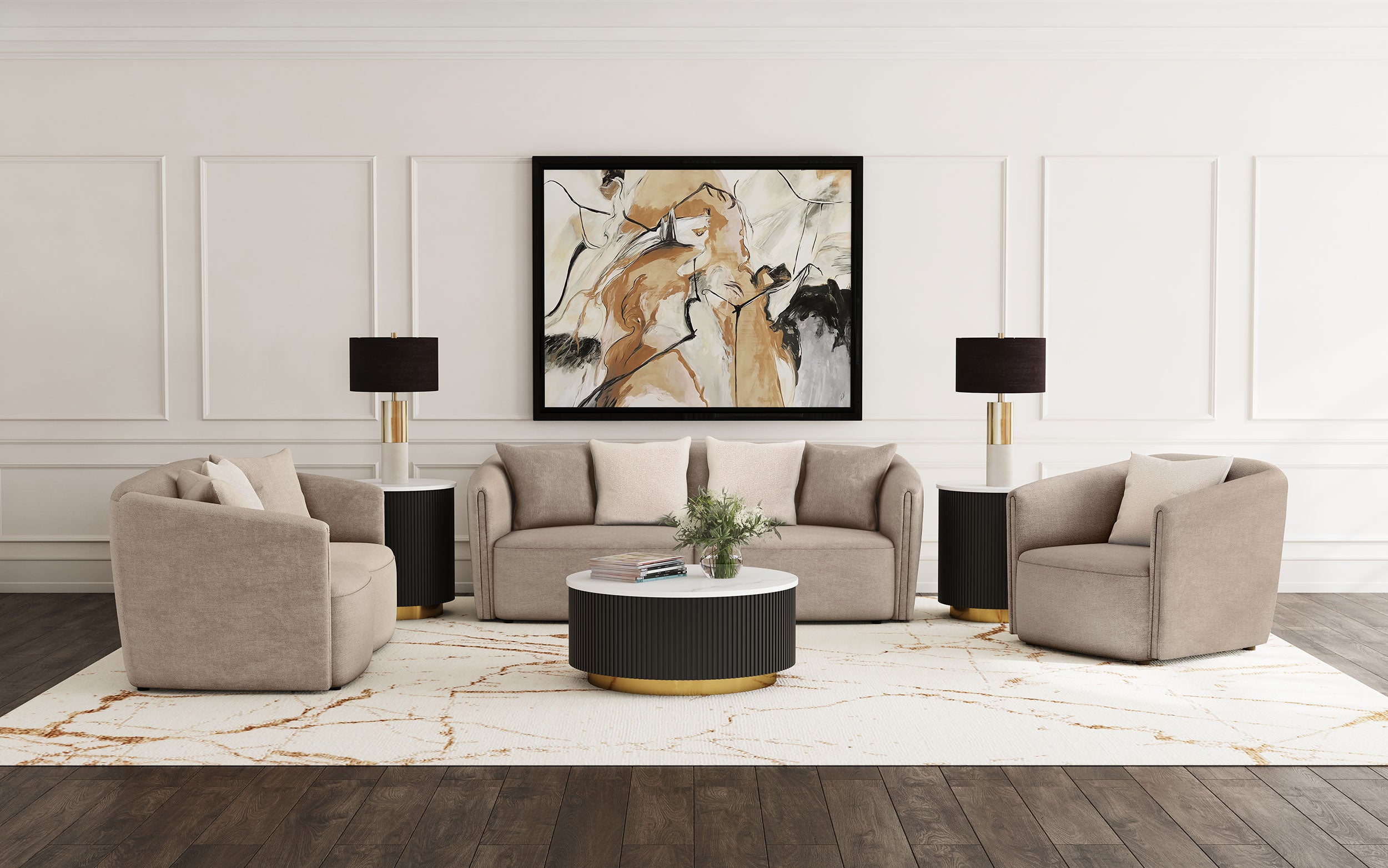 Townsend Chenille Upholstered Rolled Arm Sofa Latte — view 12