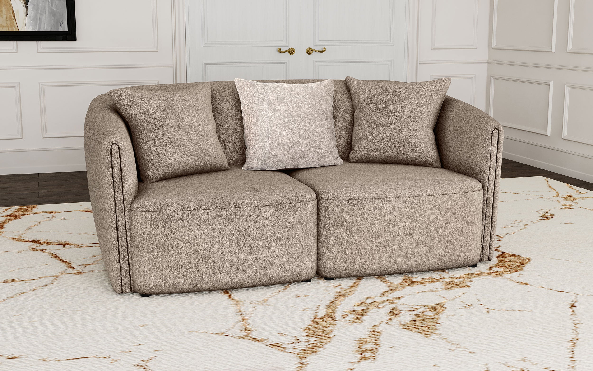 Townsend Chenille Upholstered Rolled Arm Loveseat Latte — view 2