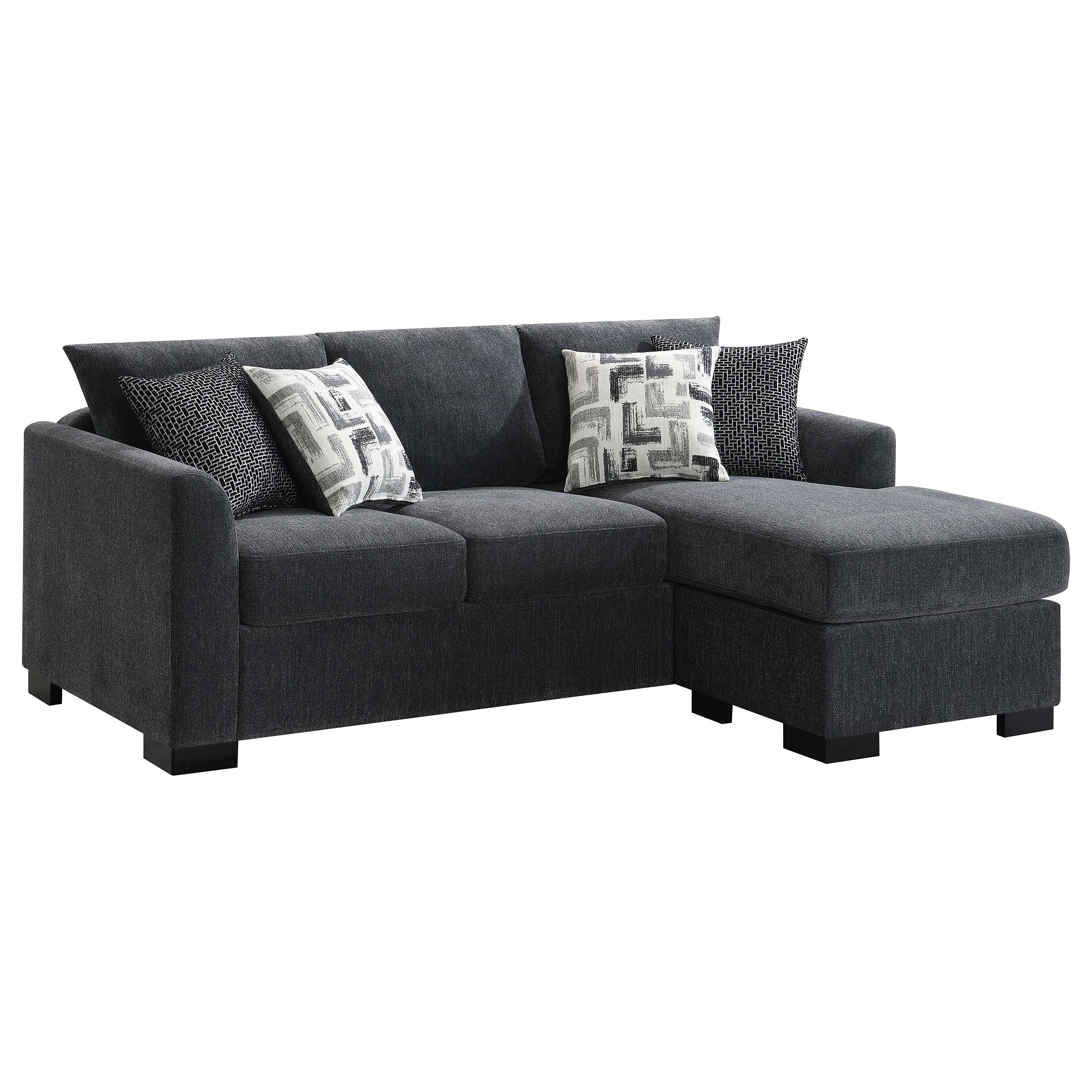 Storey Upholstered Sleeper Sectional Chaise Sofa Dark Grey — view 1
