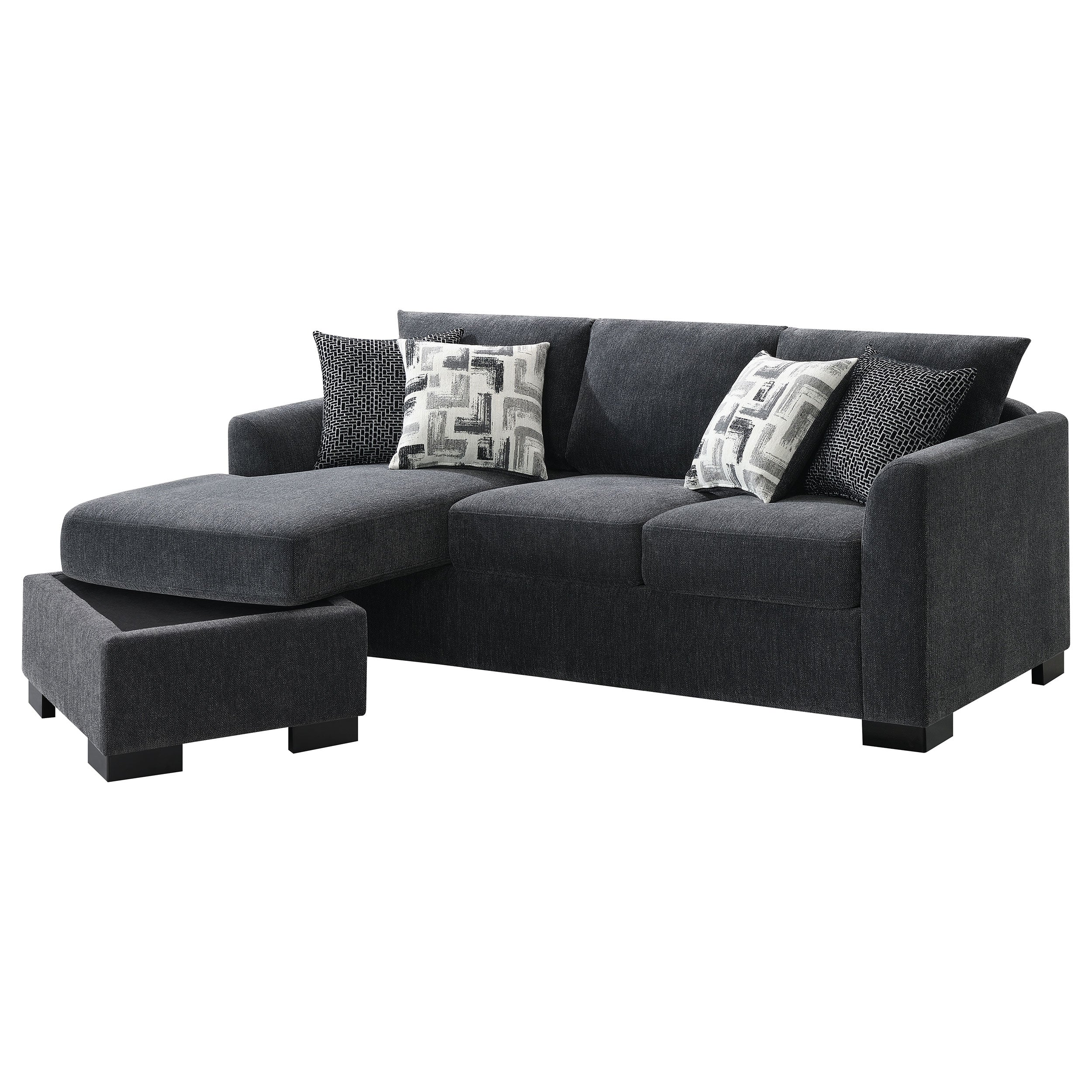Storey Upholstered Sleeper Sectional Chaise Sofa Dark Grey — view 8