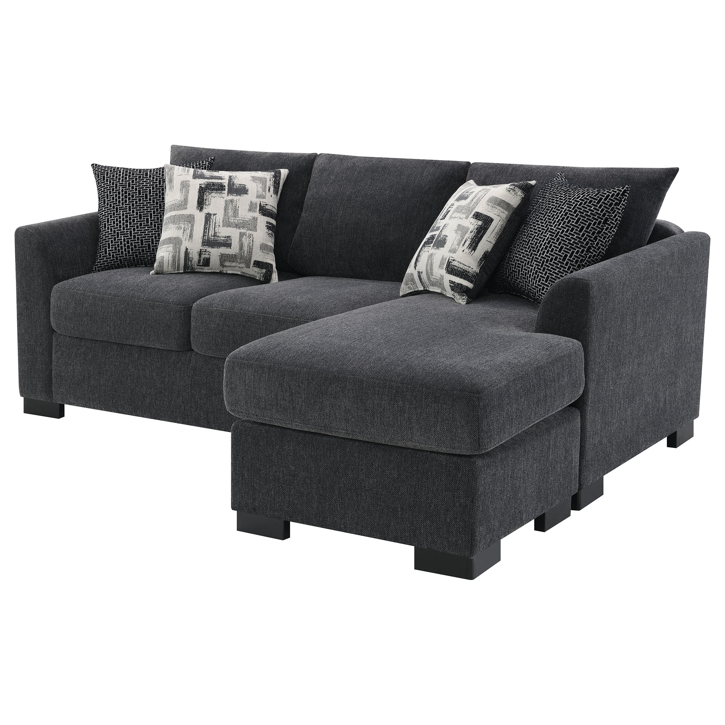 Storey Upholstered Sleeper Sectional Chaise Sofa Dark Grey — view 11