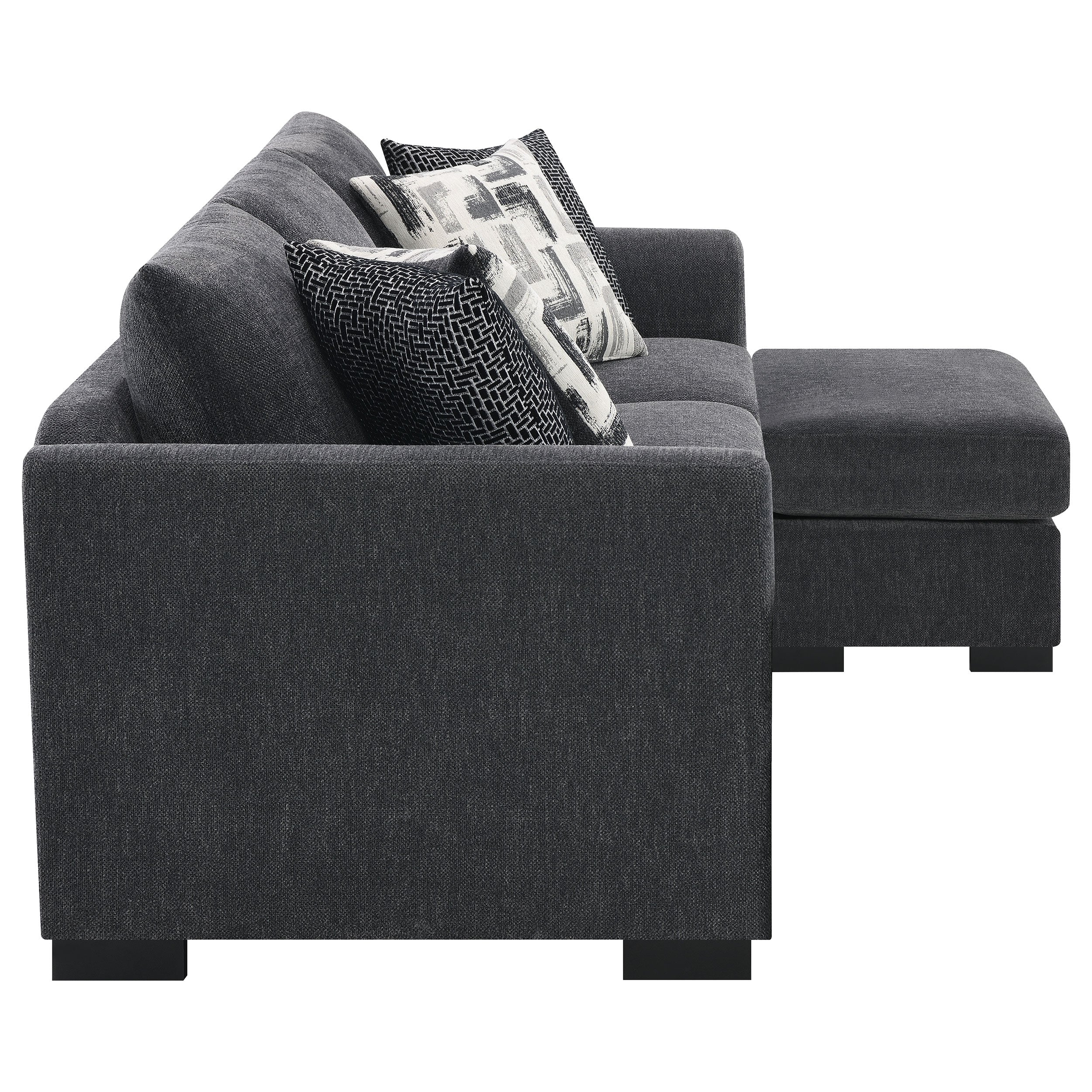 Storey Upholstered Sleeper Sectional Chaise Sofa Dark Grey — view 15