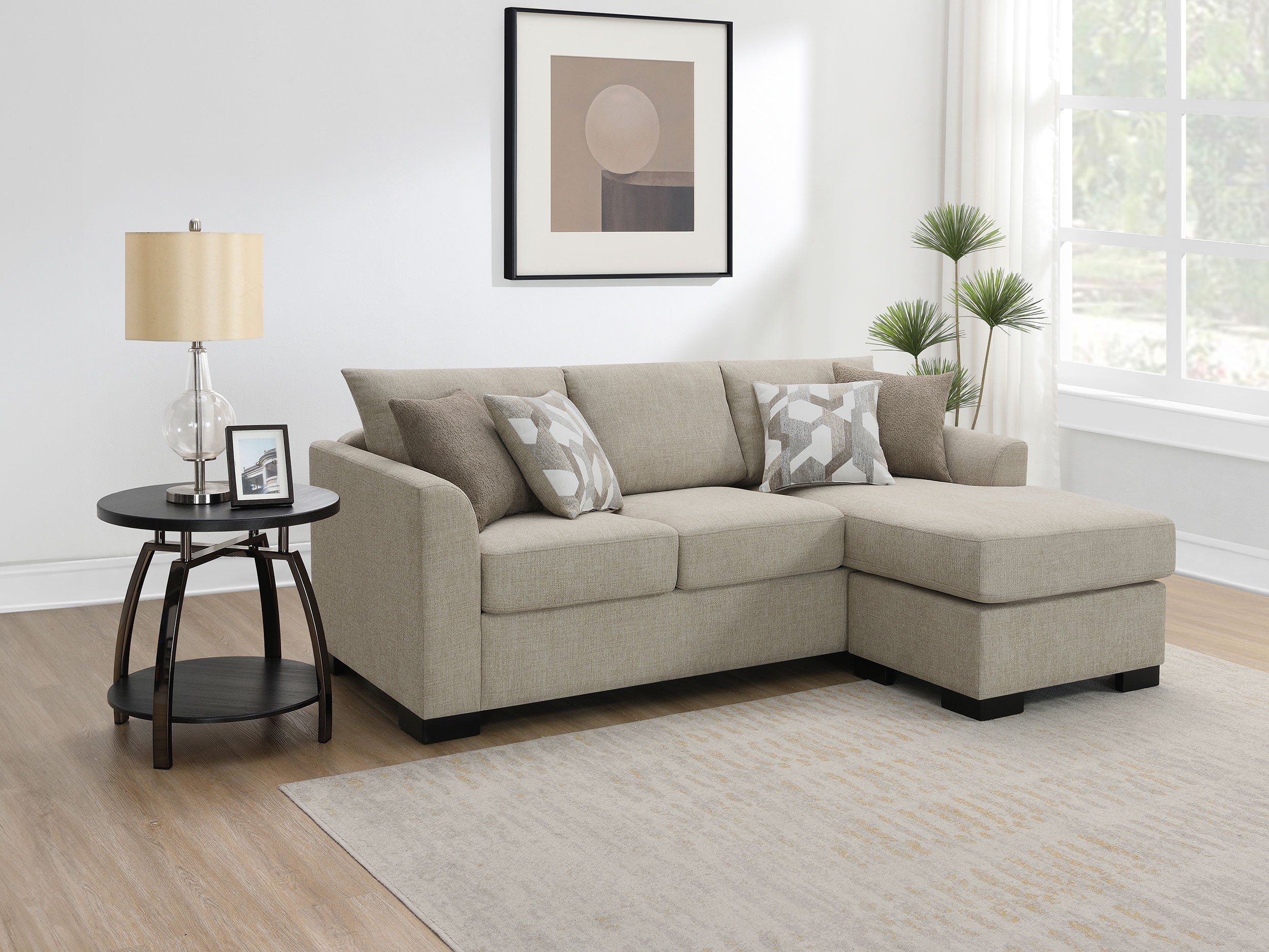 Storey Upholstered Sleeper Sectional Chaise Sofa Camel — view 3