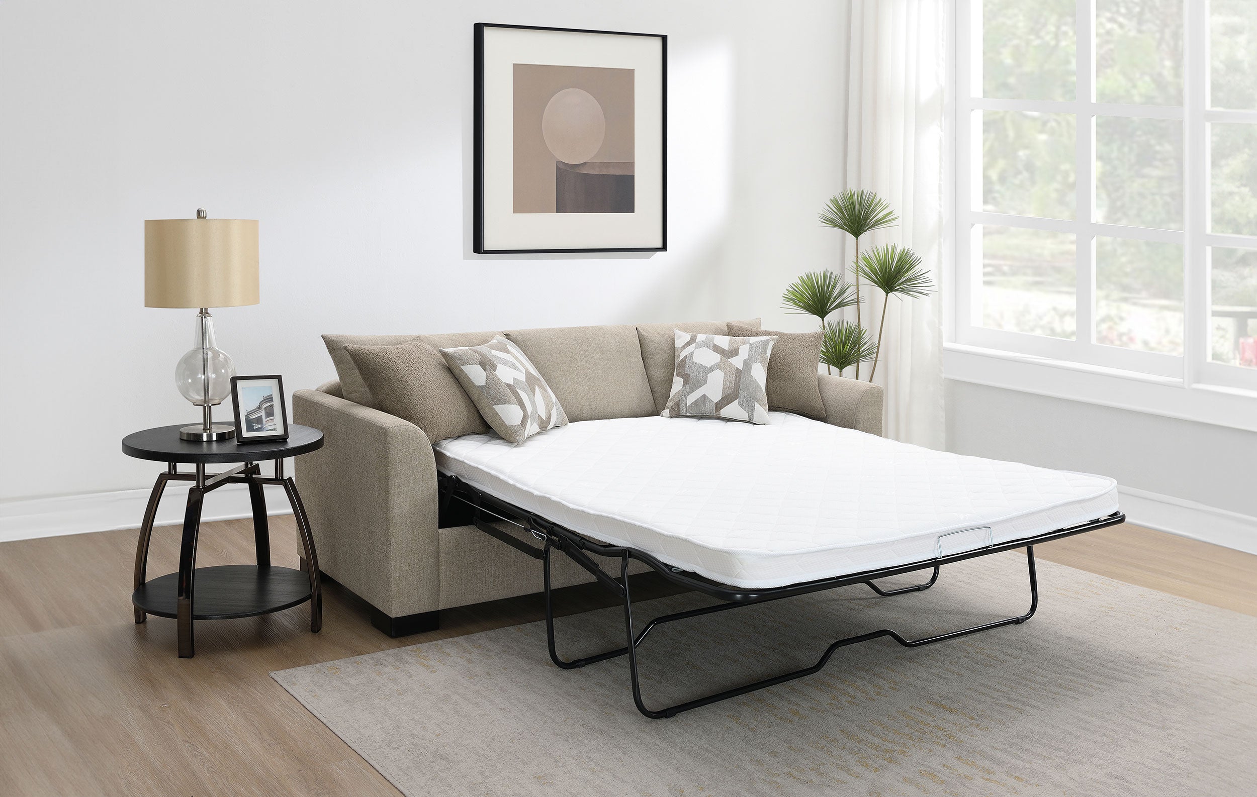 Storey Upholstered Sleeper Sectional Chaise Sofa Camel — view 4