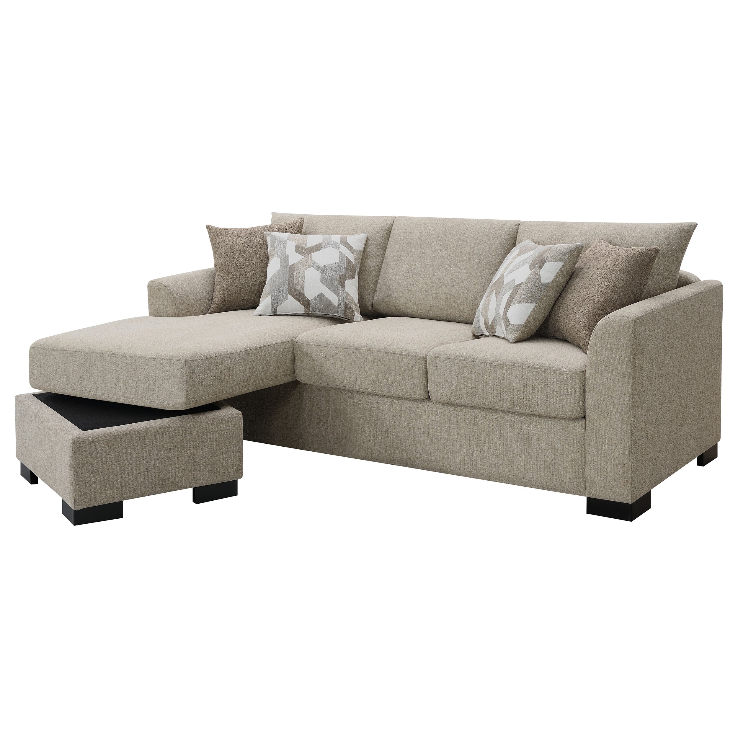 Storey Upholstered Sleeper Sectional Chaise Sofa Camel — view 8