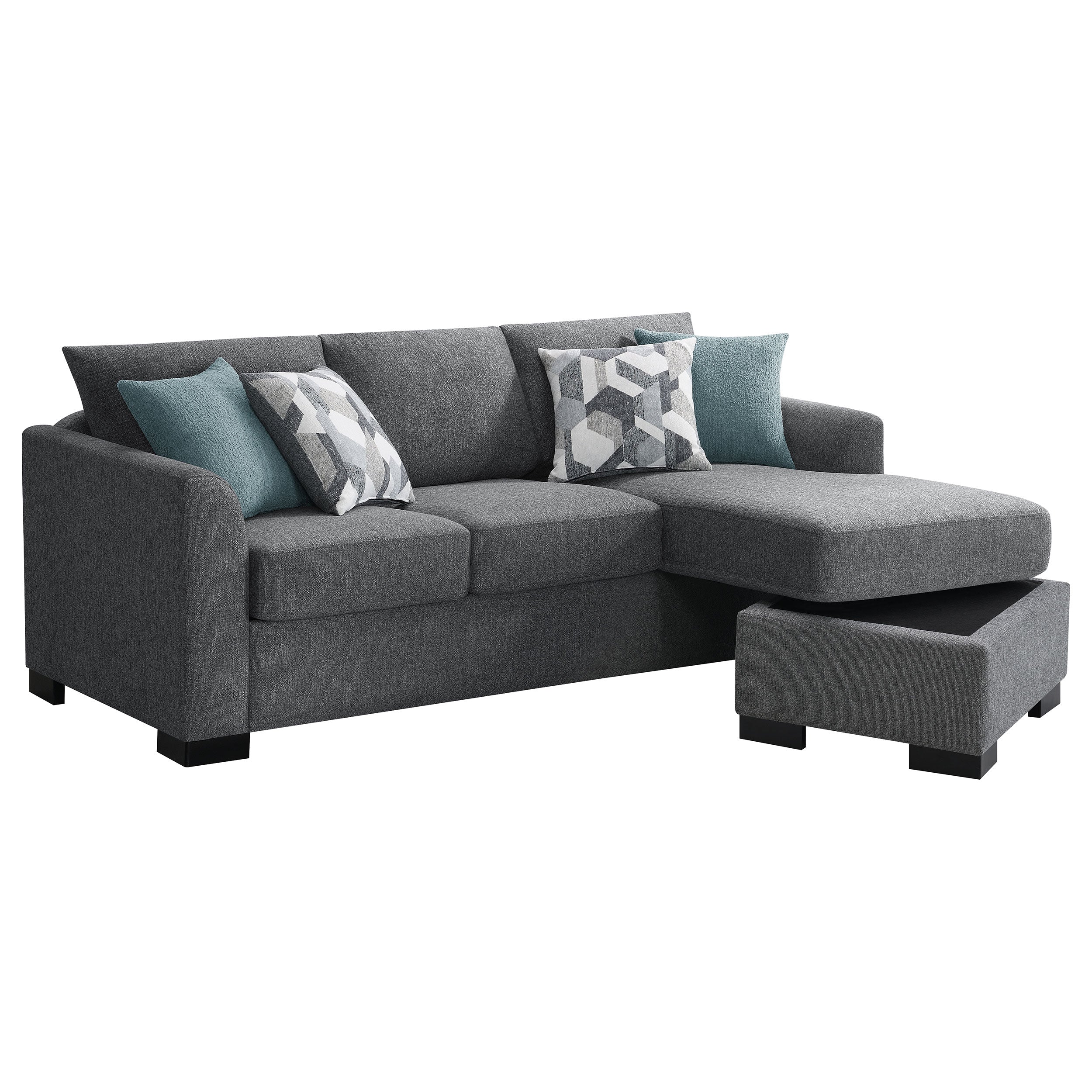 Storey Upholstered Sleeper Sectional Chaise Sofa Grey — view 5