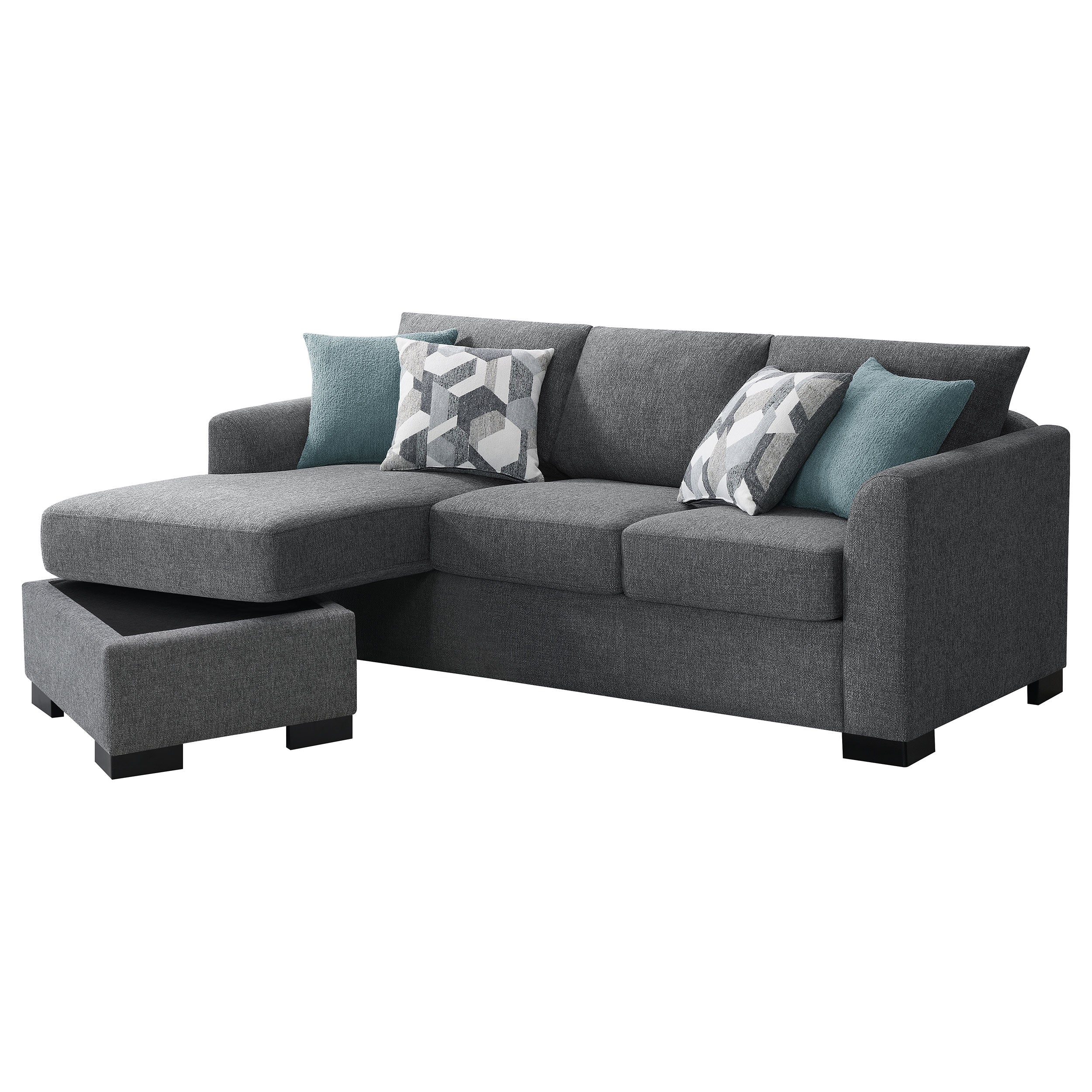 Storey Upholstered Sleeper Sectional Chaise Sofa Grey — view 8