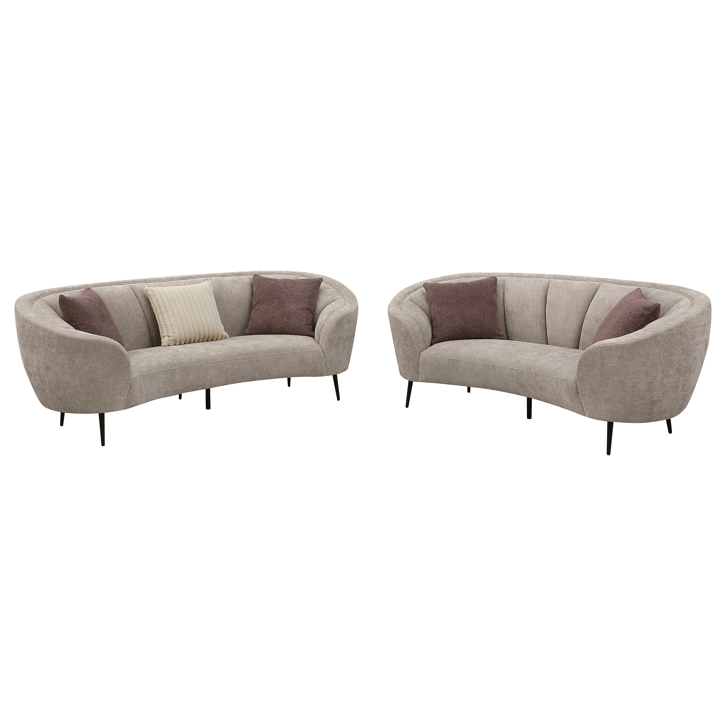 Ellorie 2-piece Upholstered Curved Sofa Set Beige — view 2
