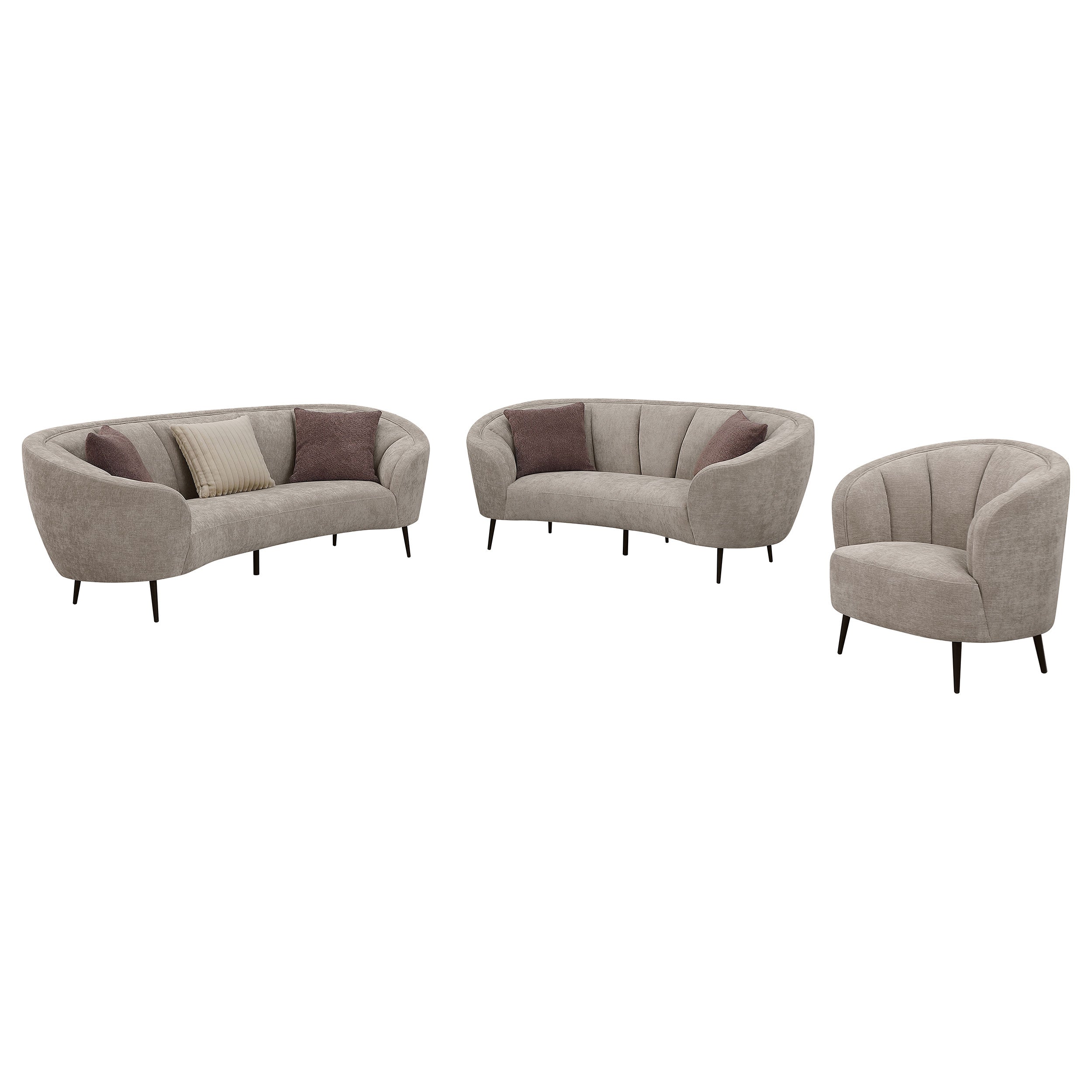 Ellorie 3-piece Upholstered Curved Sofa Set Beige — view 2