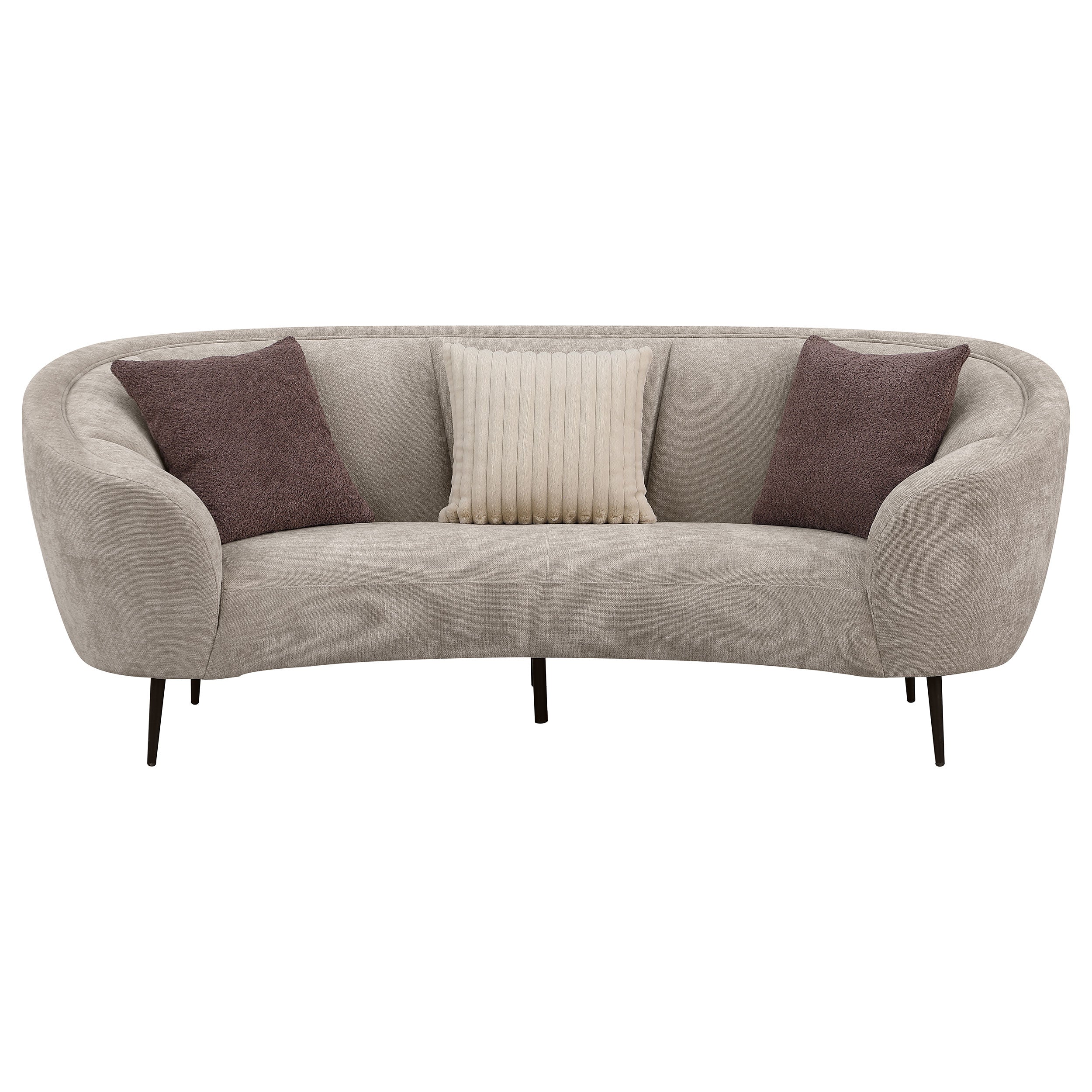 Ellorie Upholstered Channel Back Curved Sofa Beige — view 3