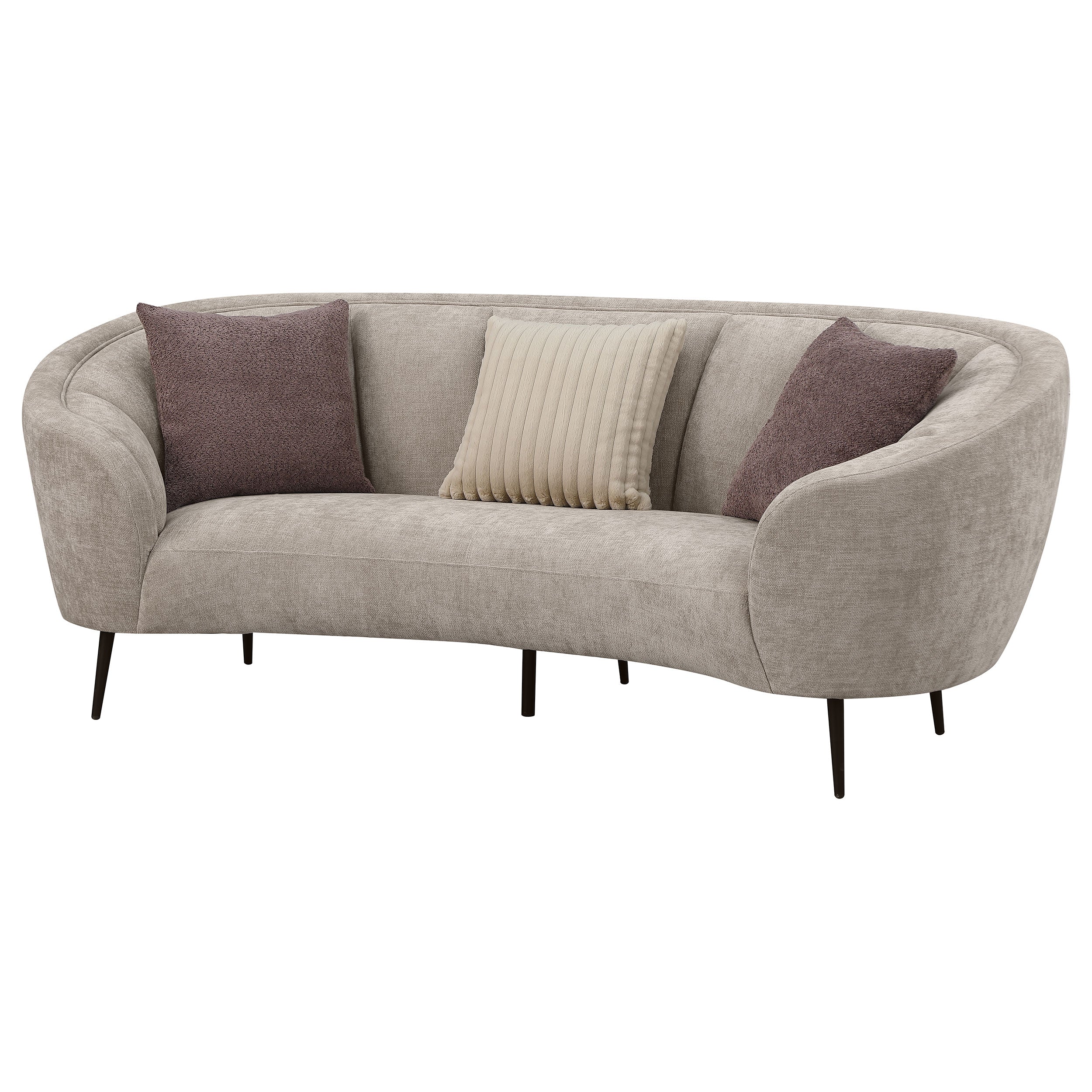 Ellorie Upholstered Channel Back Curved Sofa Beige — view 4