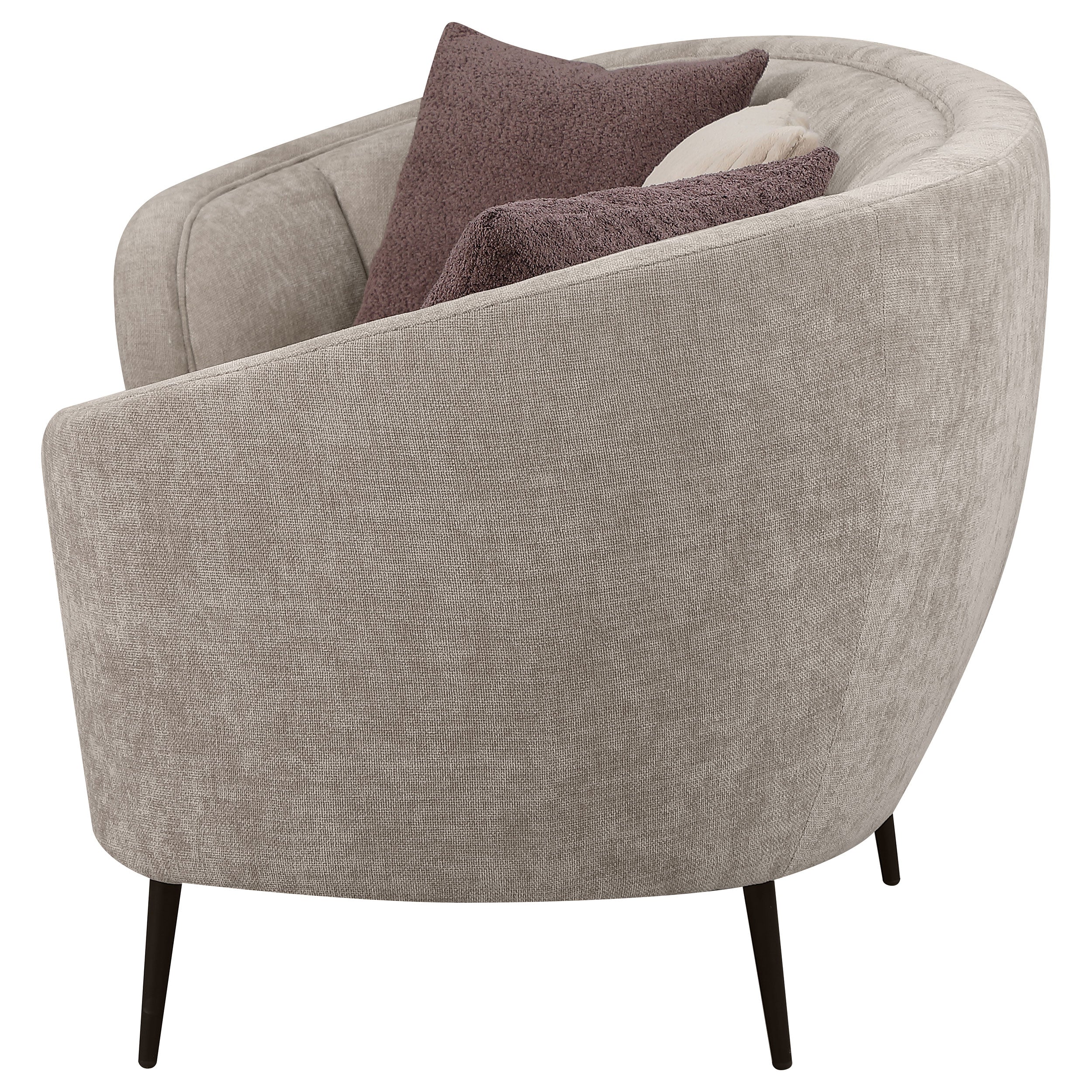 Ellorie Upholstered Channel Back Curved Sofa Beige — view 5