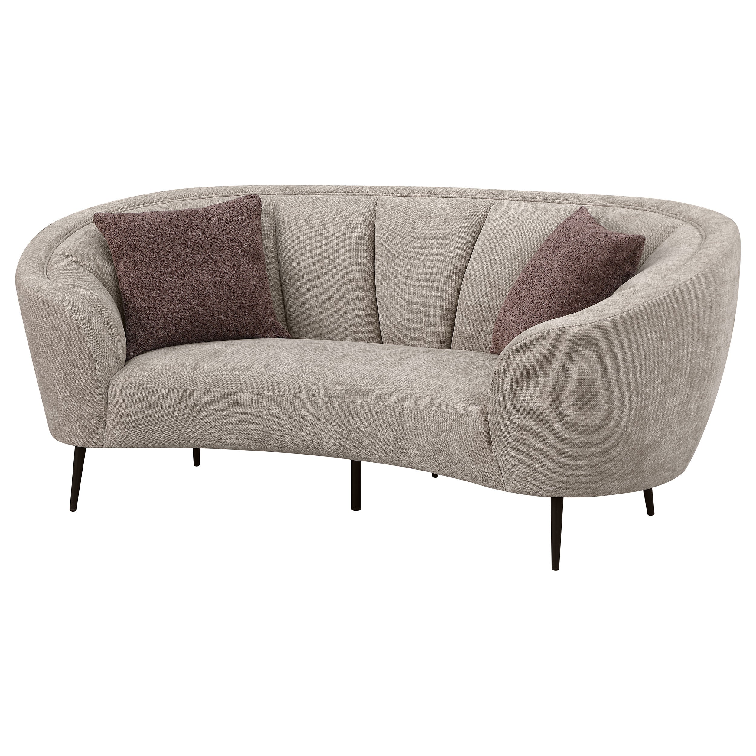 Ellorie Upholstered Channel Back Curved Loveseat Beige — view 4