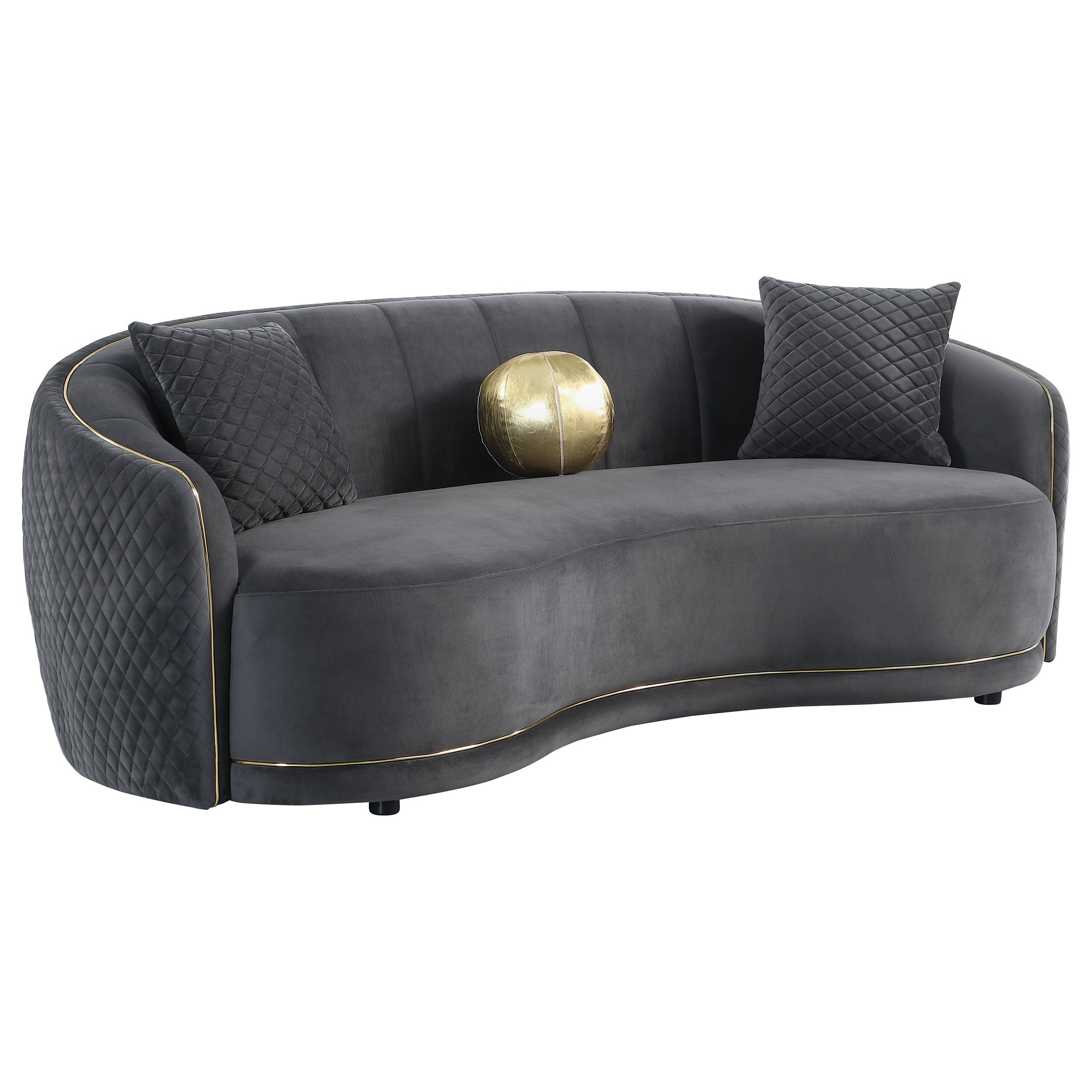 Brookside 2-piece Velvet Upholstered Sofa Set Dark Grey — view 3