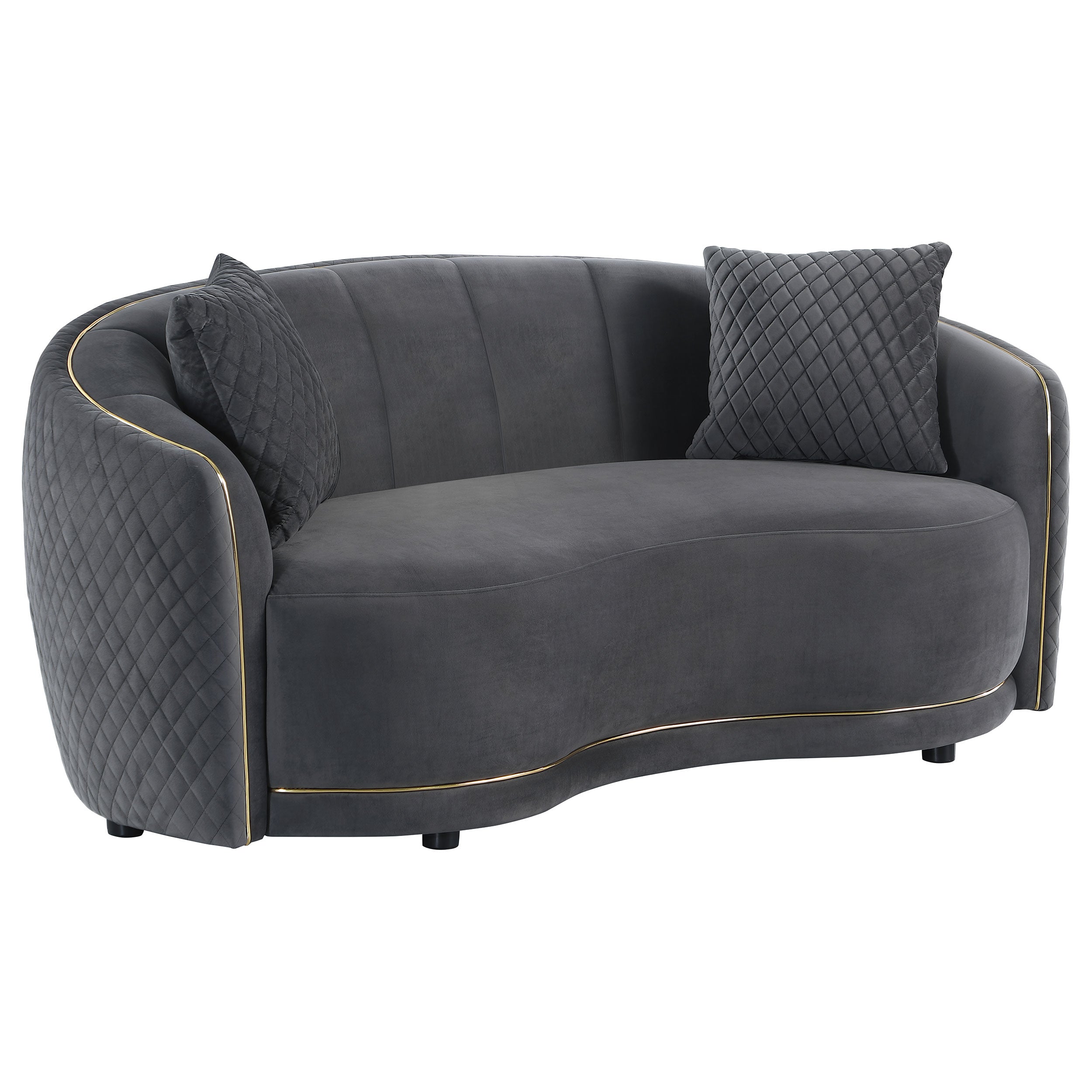 Brookside 2-piece Velvet Upholstered Sofa Set Dark Grey — view 7