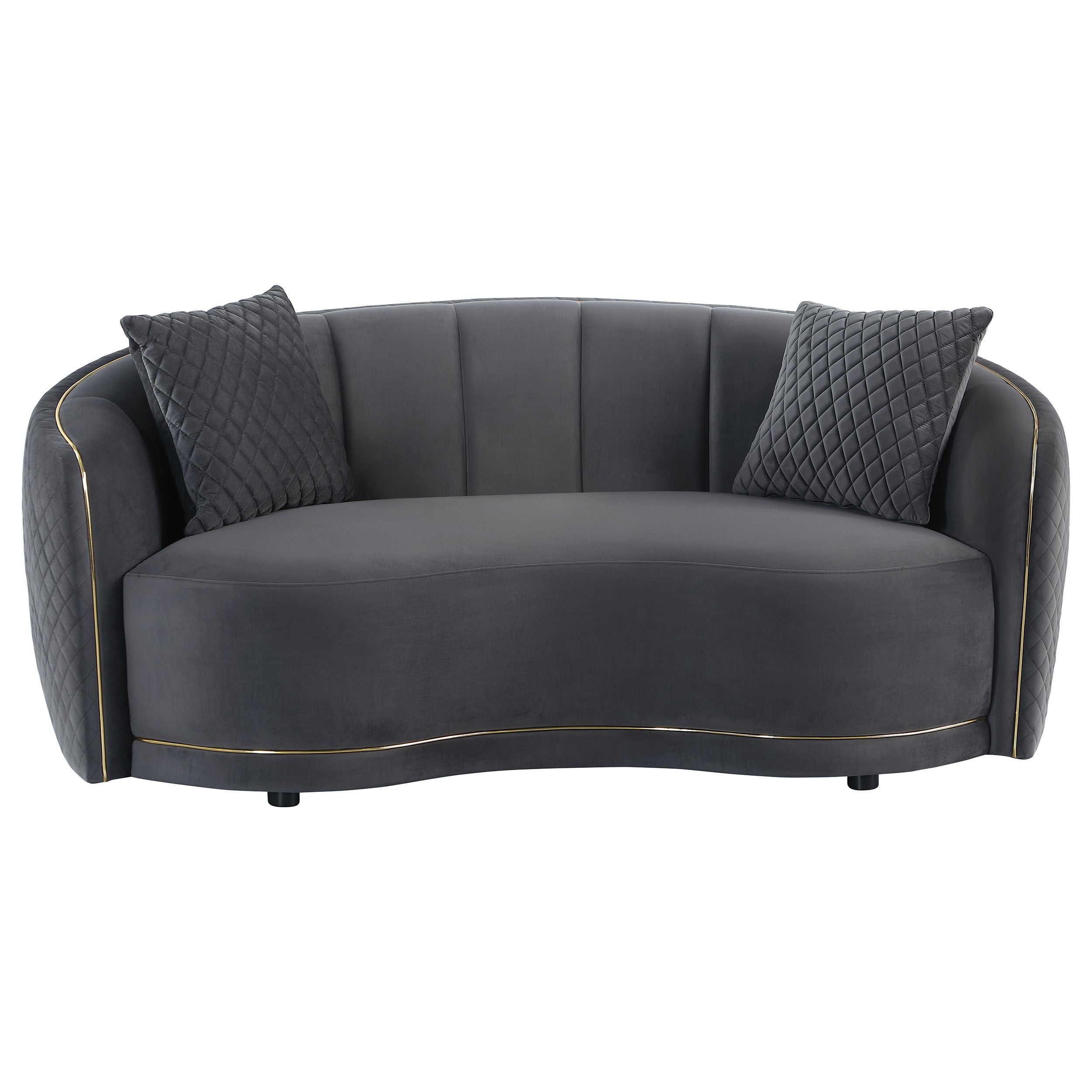 Brookside 2-piece Velvet Upholstered Sofa Set Dark Grey — view 8