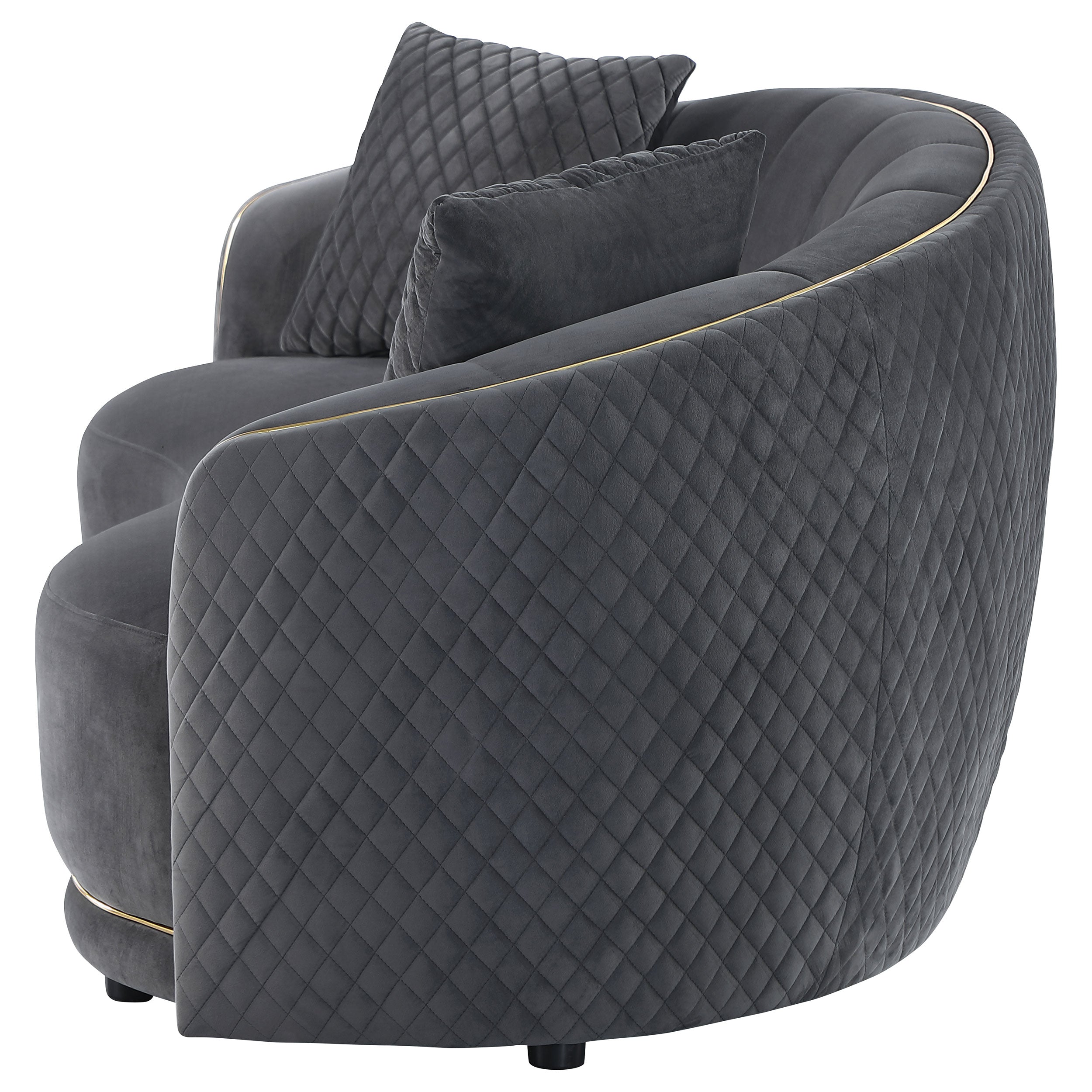 Brookside Velvet Upholstered Curved Loveseat Dark Grey — view 5