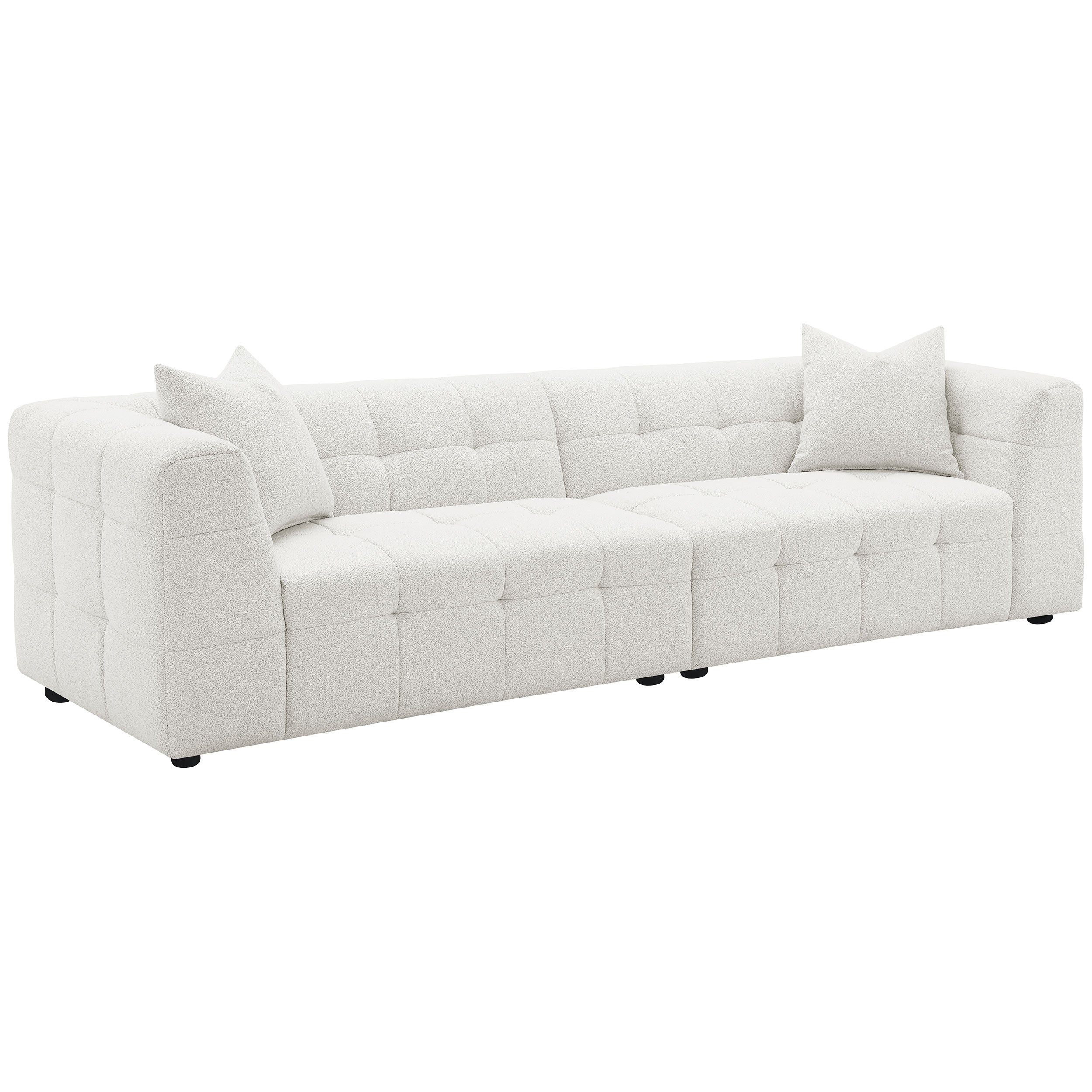 Everly Boucle Upholstered Extra Long Sofa Off White — view 1