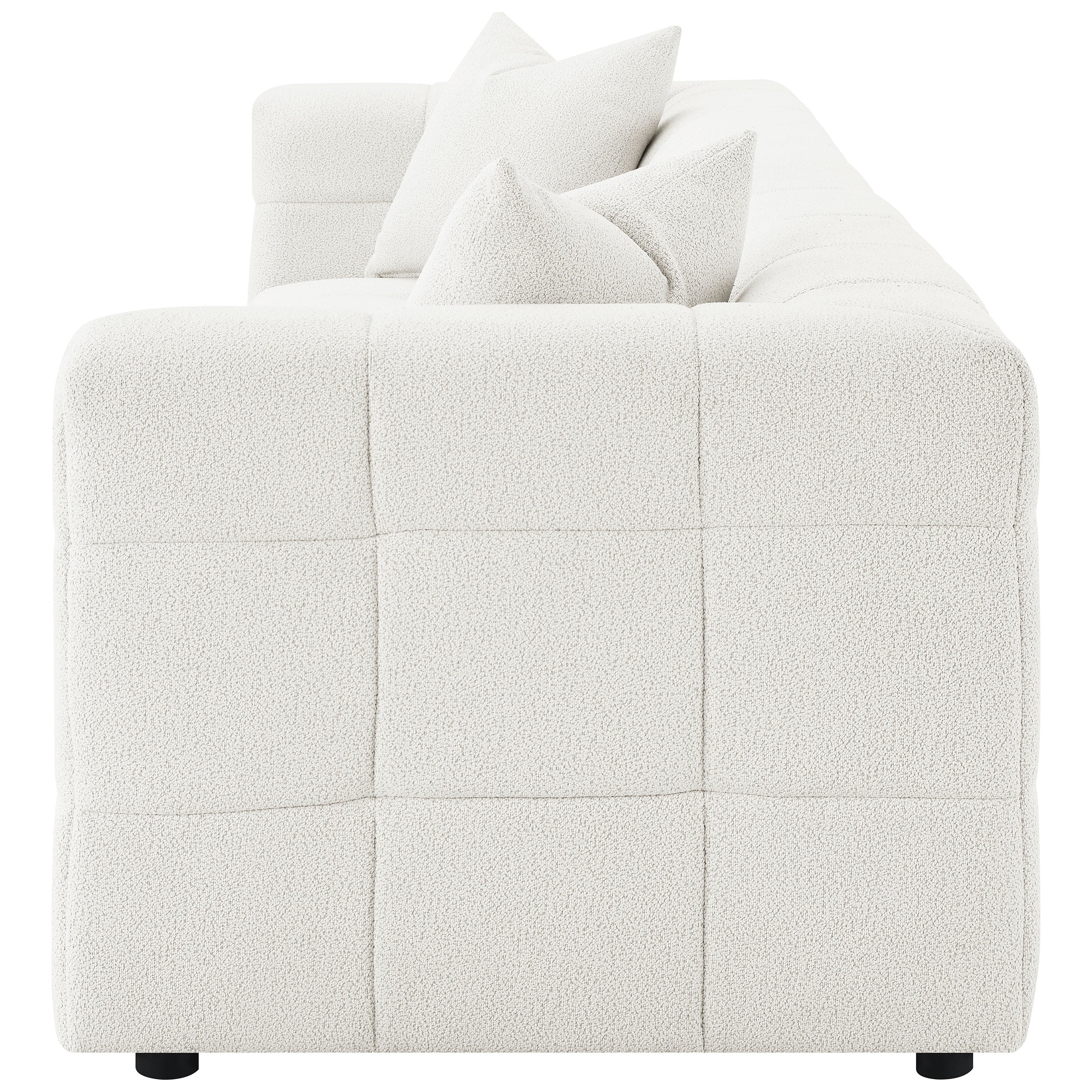 Everly Boucle Upholstered Extra Long Sofa Off White — view 5