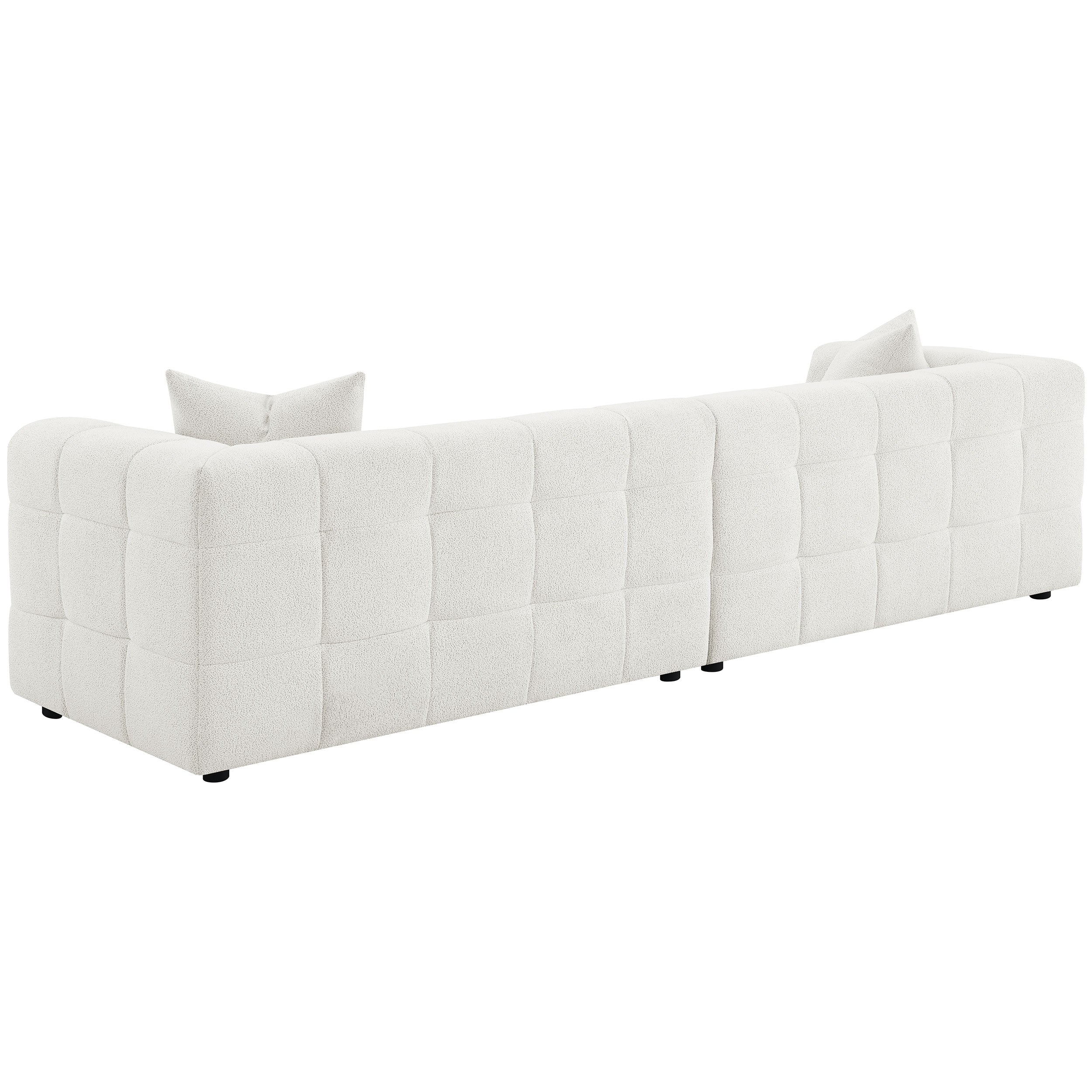 Everly Boucle Upholstered Extra Long Sofa Off White — view 6