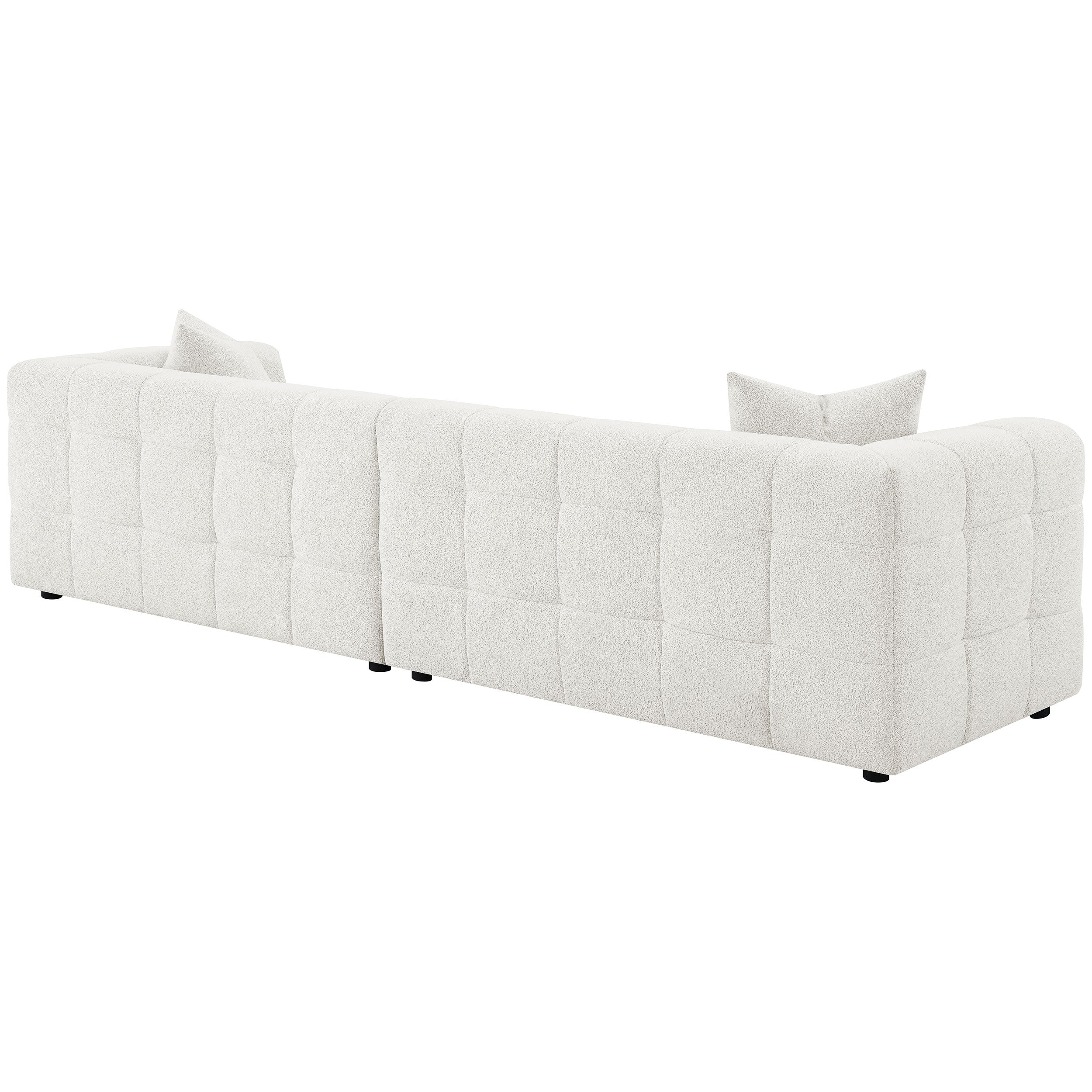 Everly Boucle Upholstered Extra Long Sofa Off White — view 7
