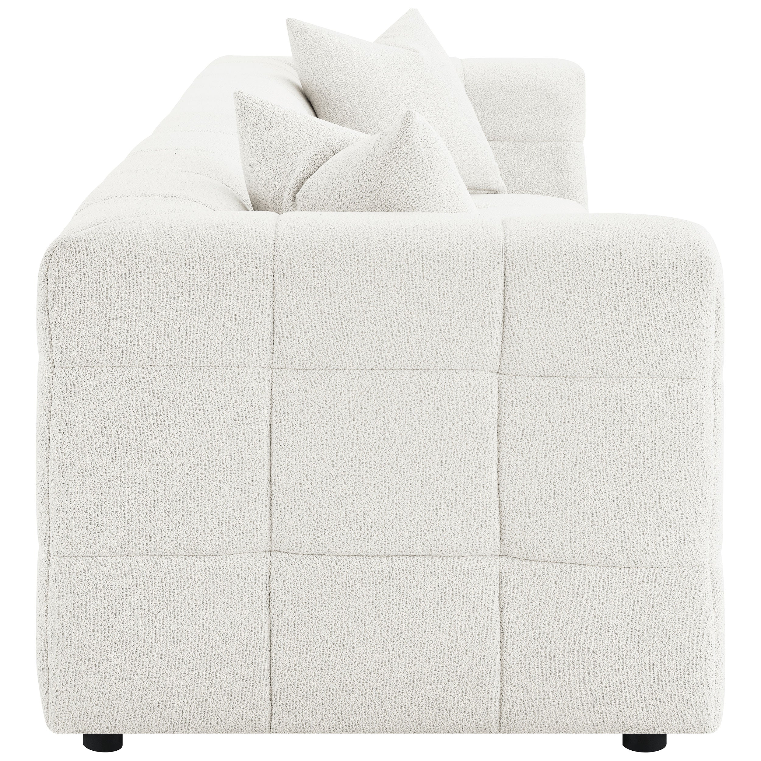 Everly Boucle Upholstered Extra Long Sofa Off White — view 8