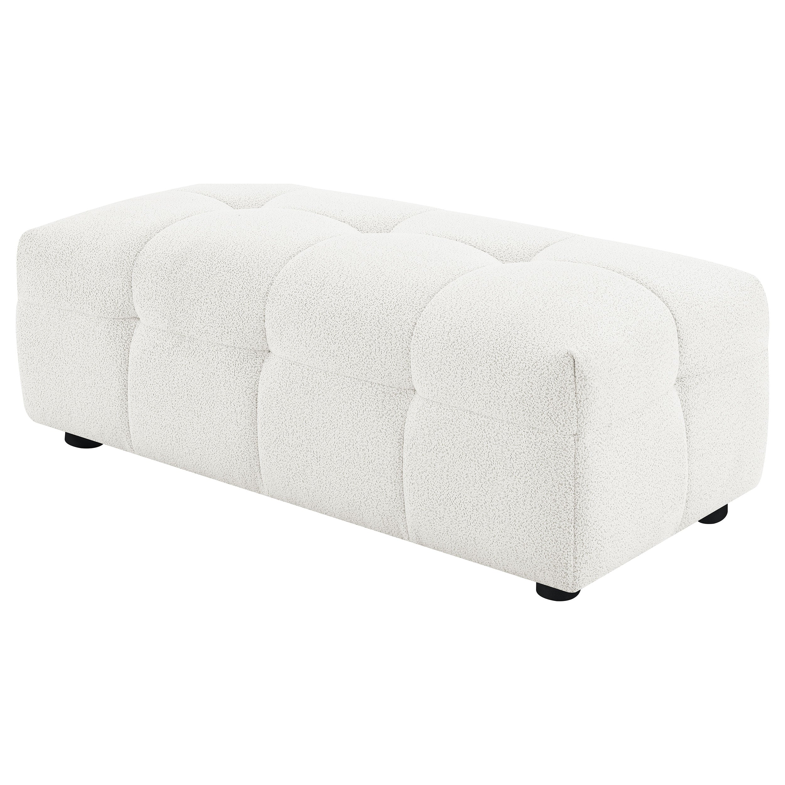 Everly Boucle Upholstered Rectangular Ottoman Off White — view 4