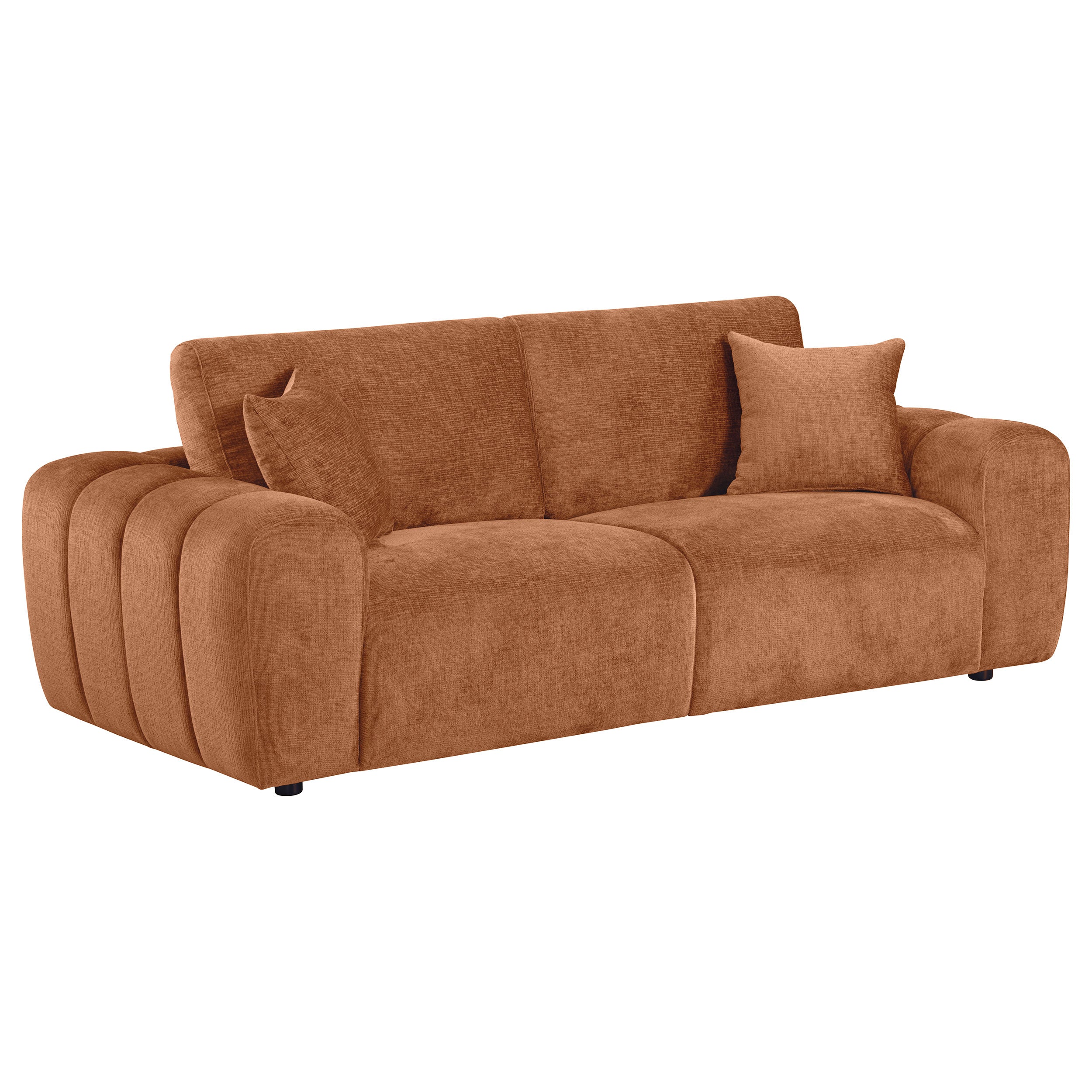 Burnett 3-piece Chenille Upholstered Sofa Set Burnt Orange — view 3