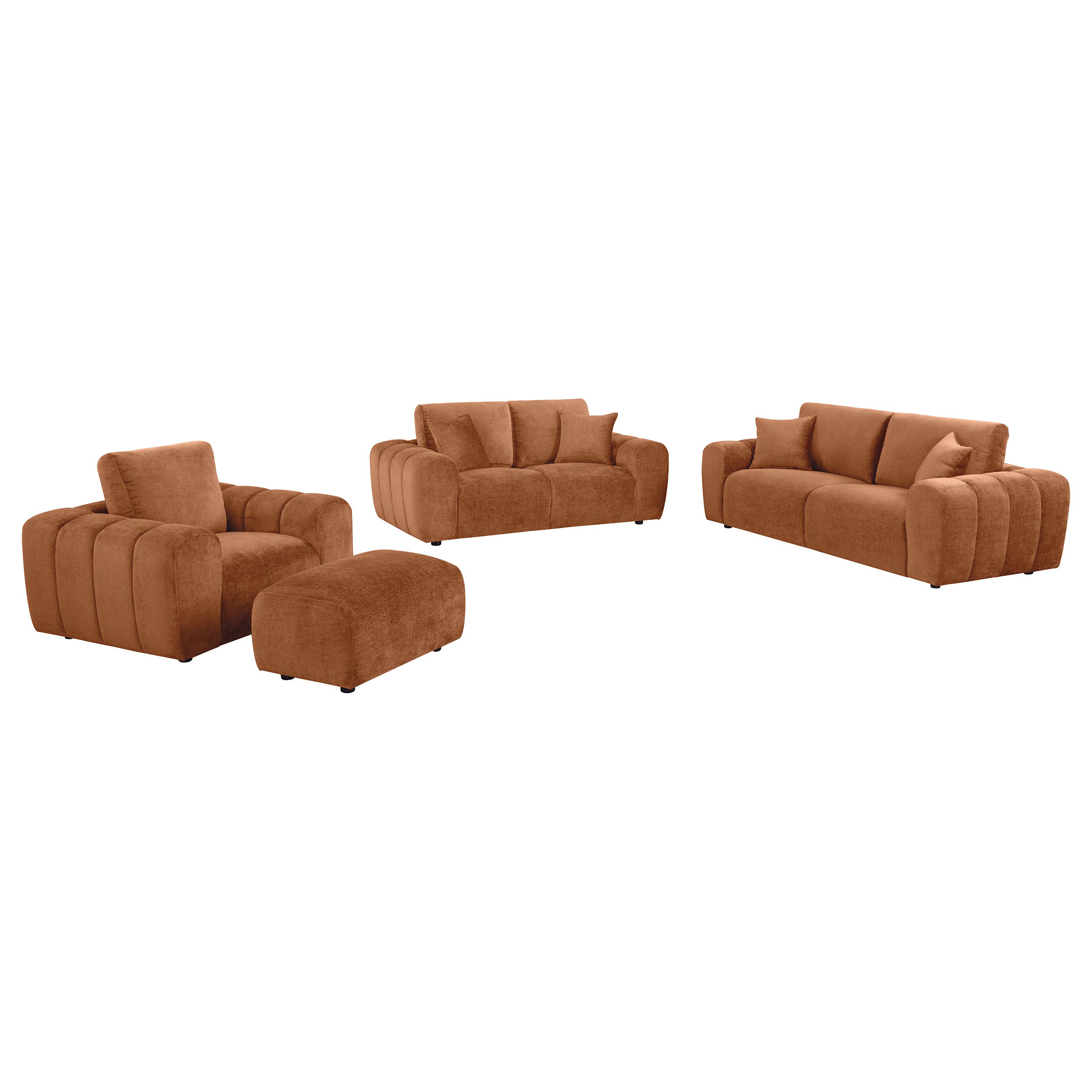 Burnett 4-piece Chenille Upholstered Sofa Set Burnt Orange — view 2