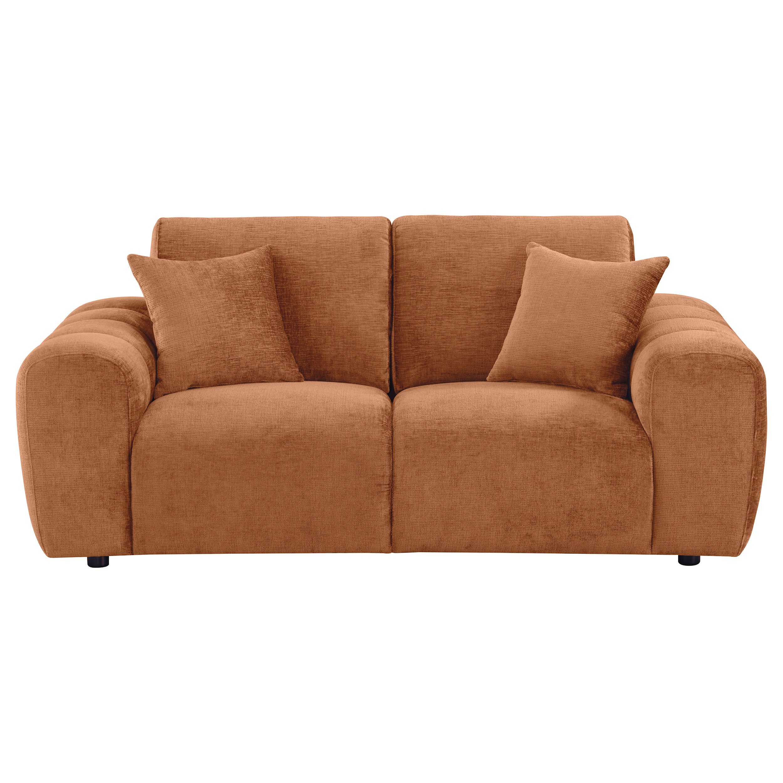Burnett Chenille Upholstered Wide Arm Loveseat Burnt Orange — view 3