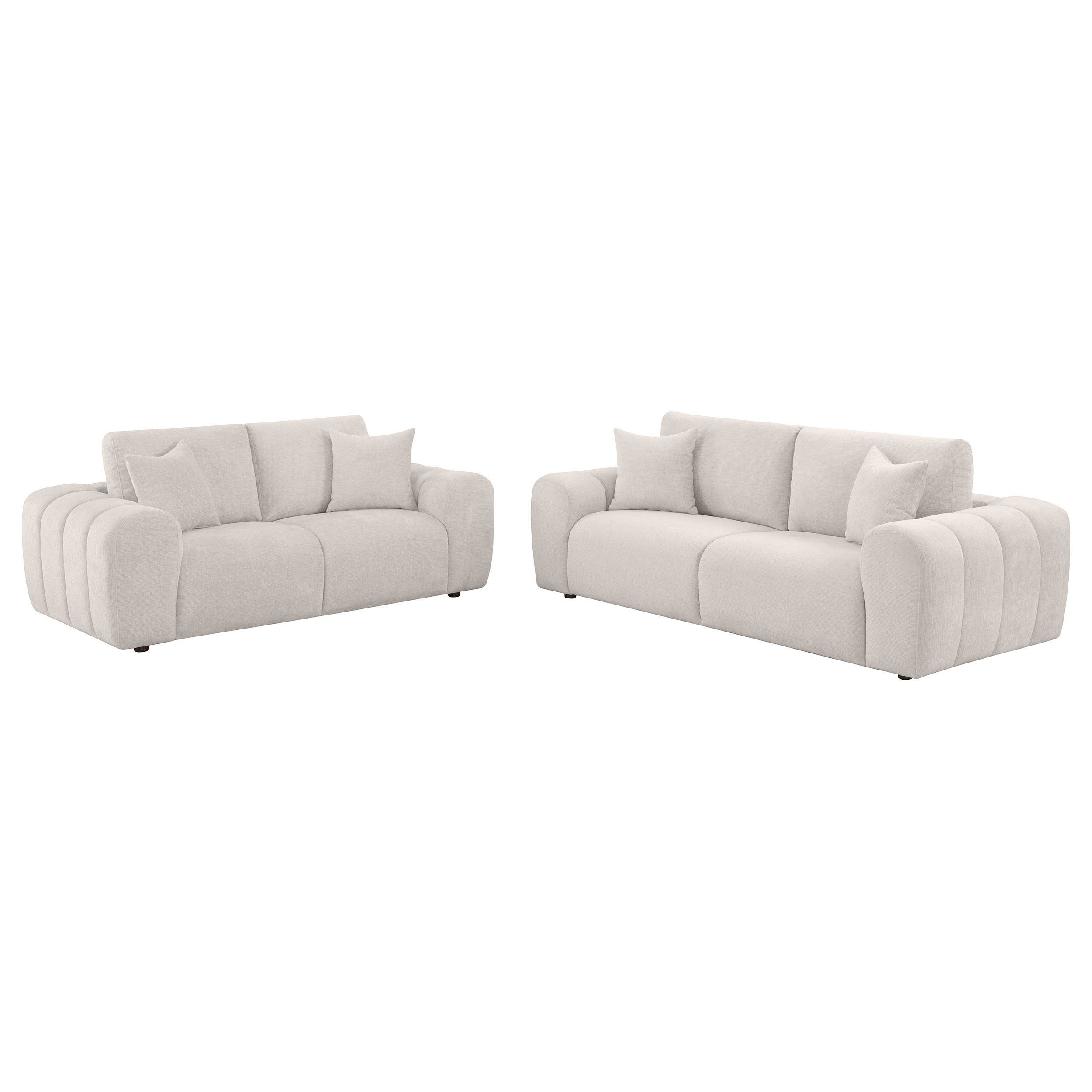 Burnett 2-piece Chenille Upholstered Sofa Set Ivory — view 2