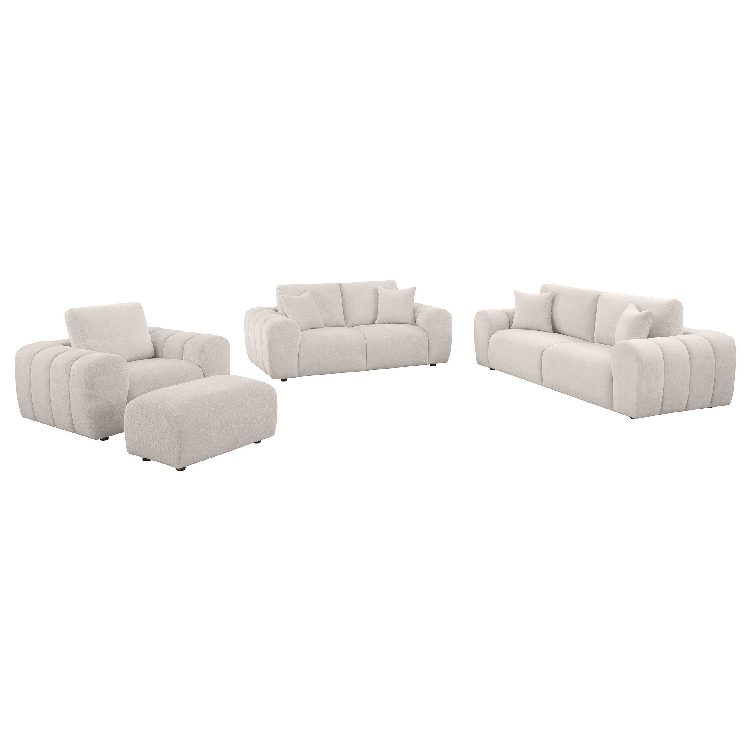Burnett 4-piece Chenille Upholstered Sofa Set Ivory — view 2