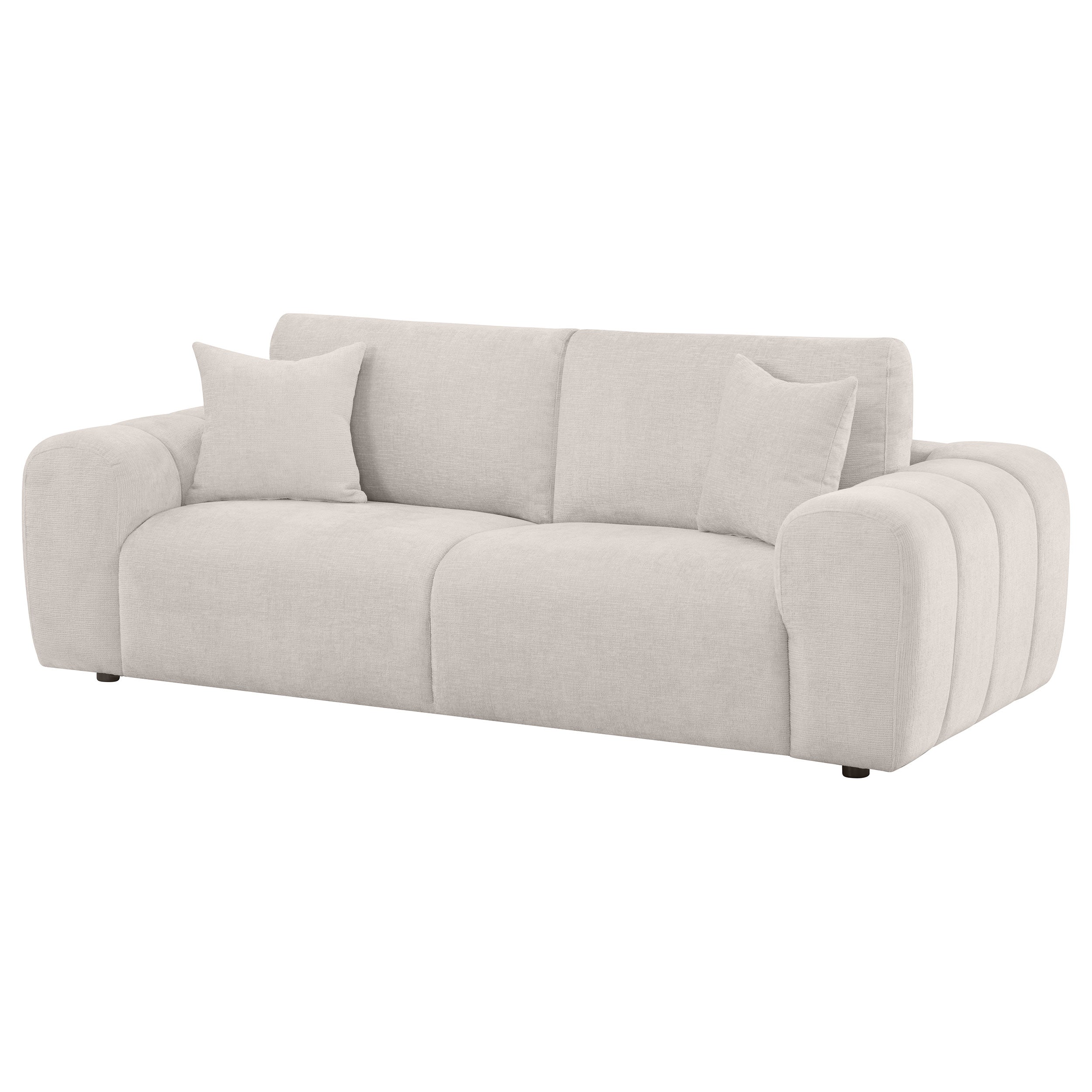 Burnett Chenille Upholstered Wide Arm Sofa Ivory — view 4