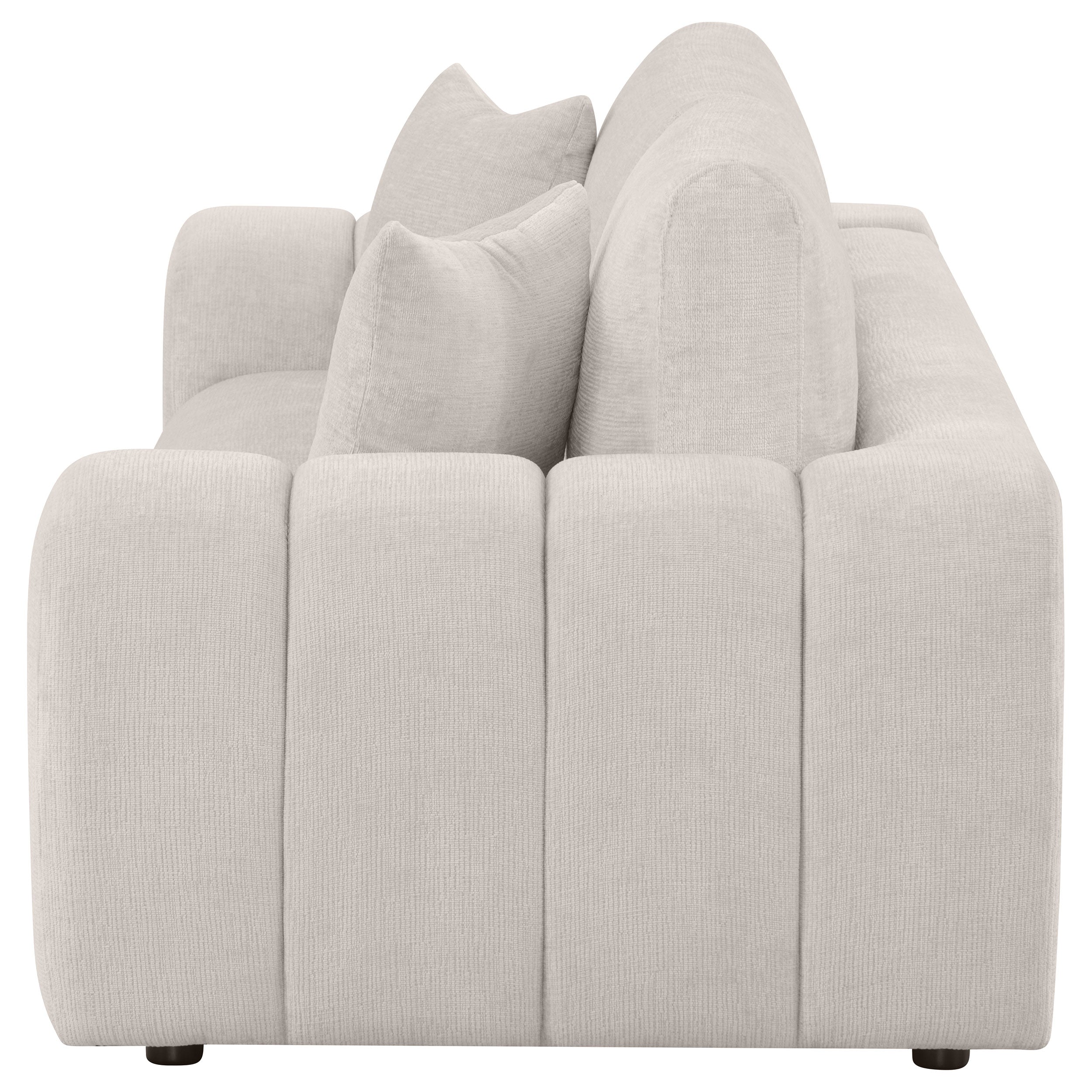 Burnett Chenille Upholstered Wide Arm Sofa Ivory — view 5