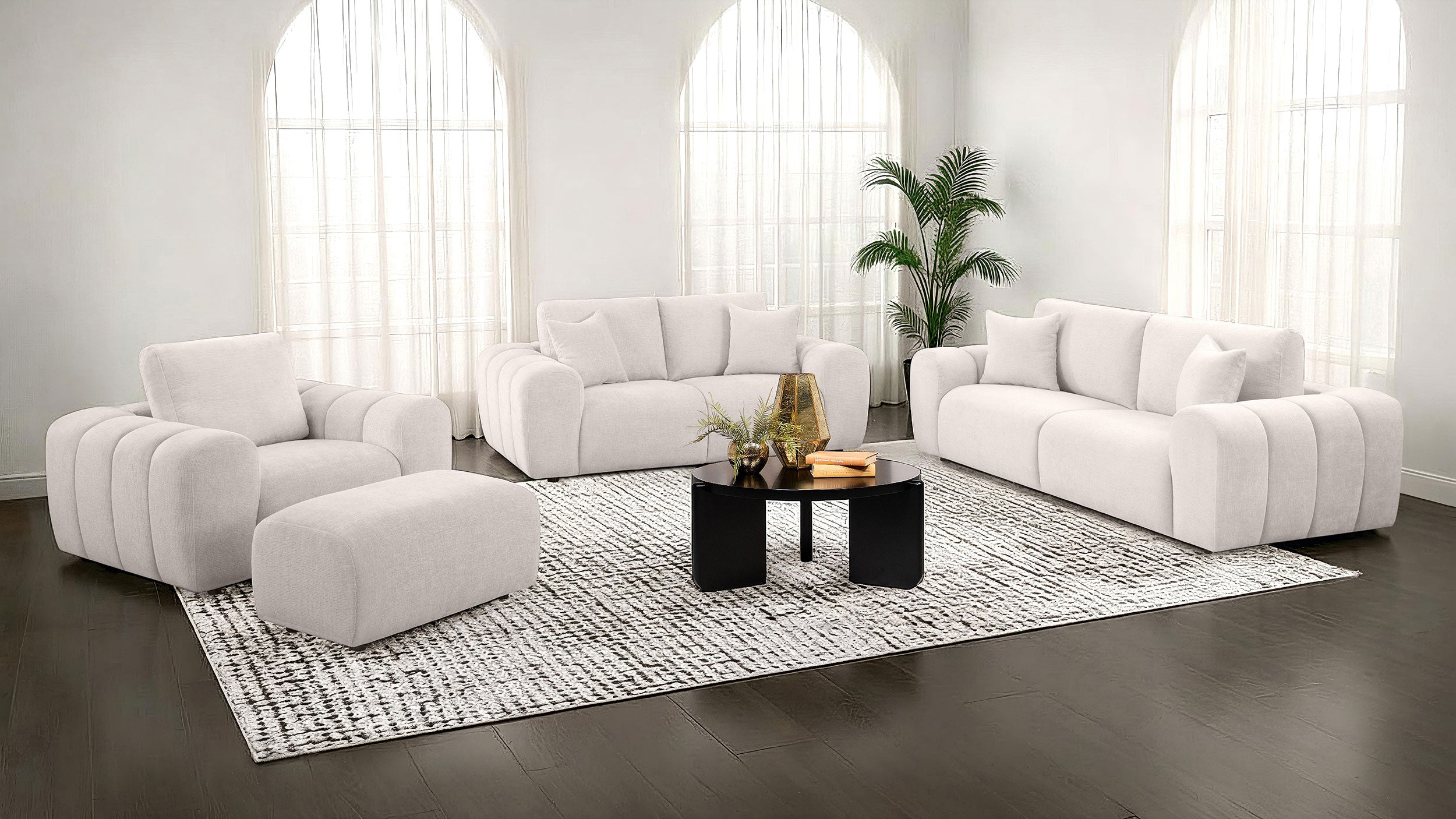 Burnett Chenille Upholstered Wide Arm Sofa Ivory — view 13