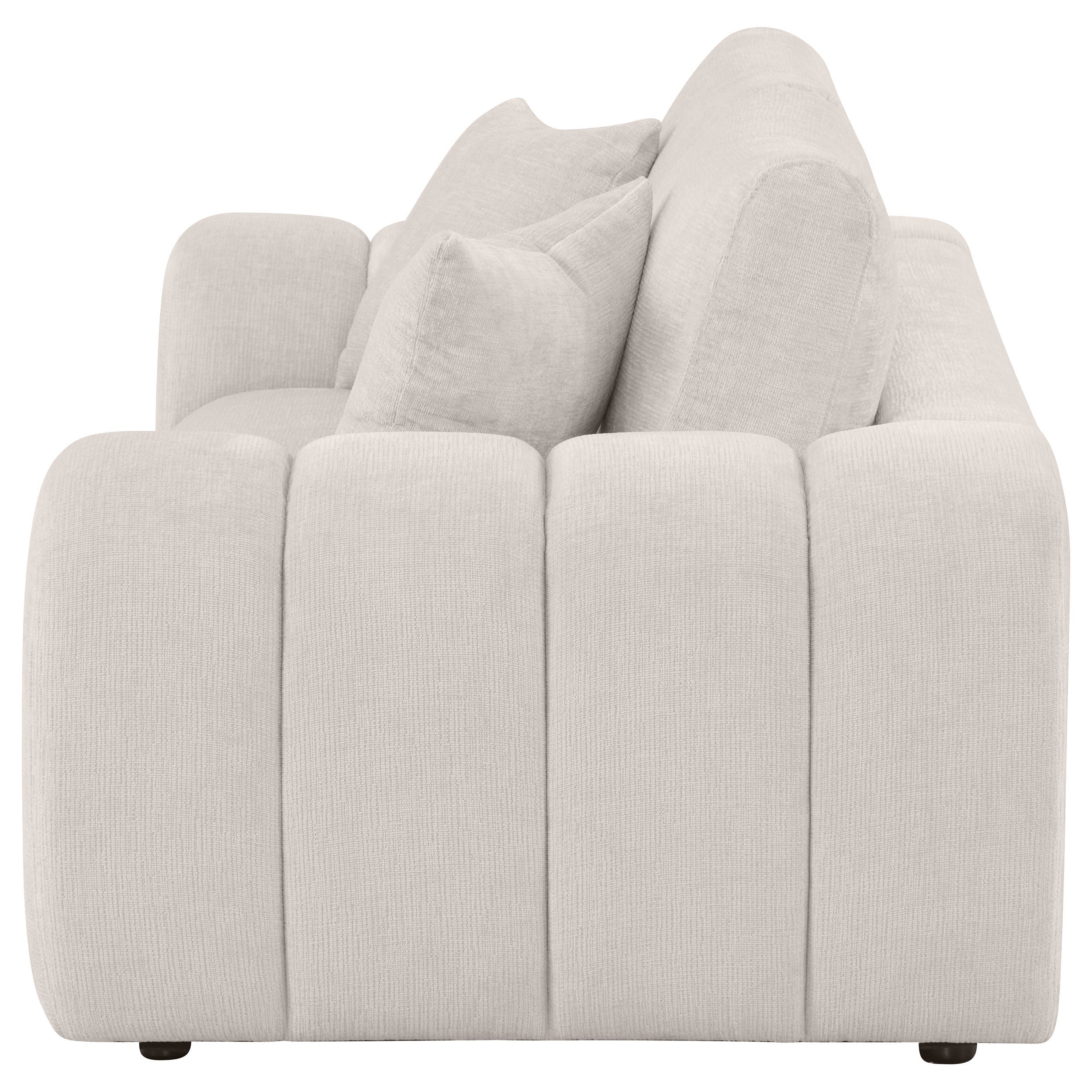 Burnett Chenille Upholstered Wide Arm Loveseat Ivory — view 5