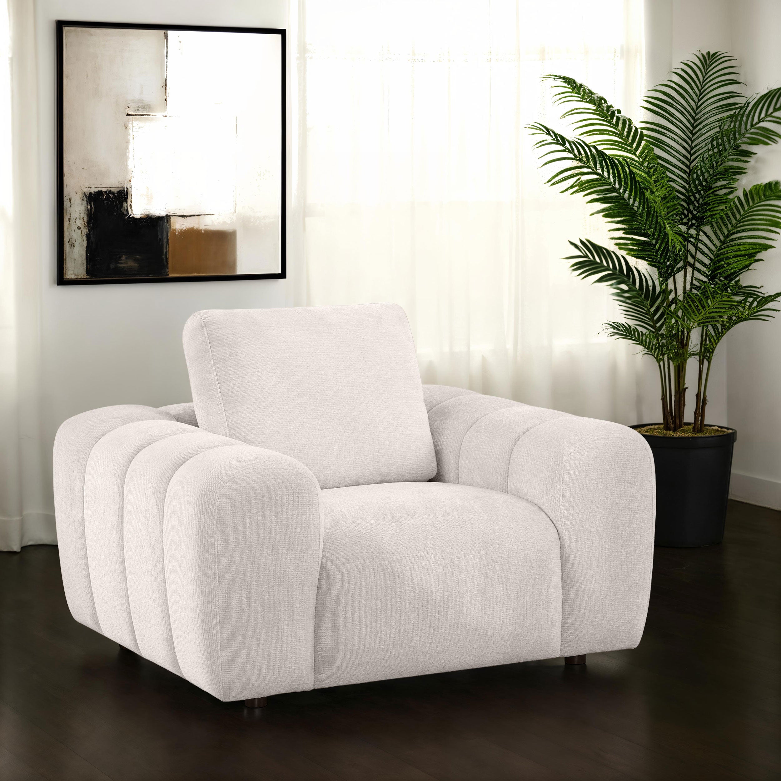 Burnett Chenille Upholstered Accent Chair Ivory — view 2