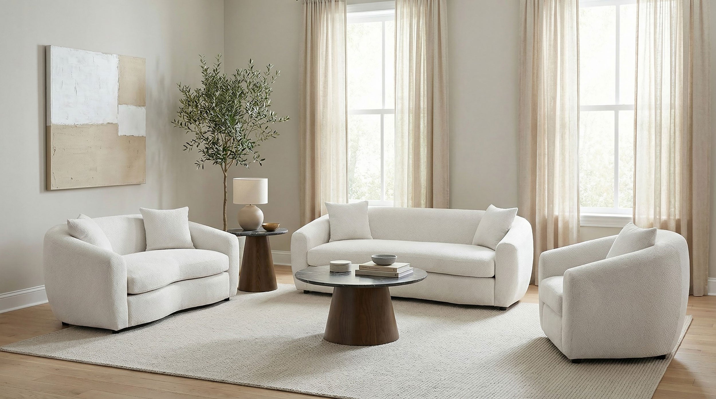 Isabella 3-piece Fabric Upholstered Sofa Set Sand — view 2