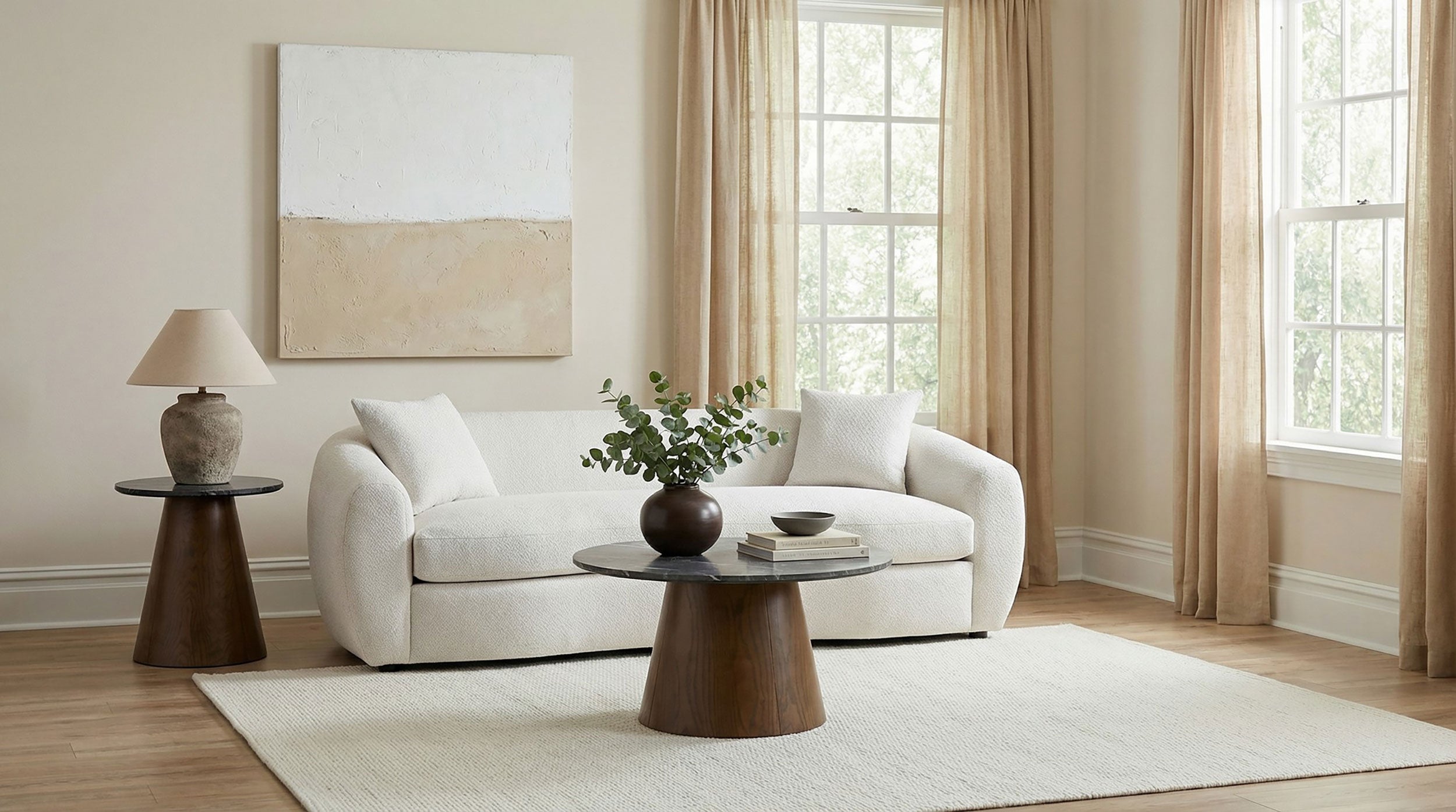 Isabella Fabric Upholstered Sofa Sand — view 2