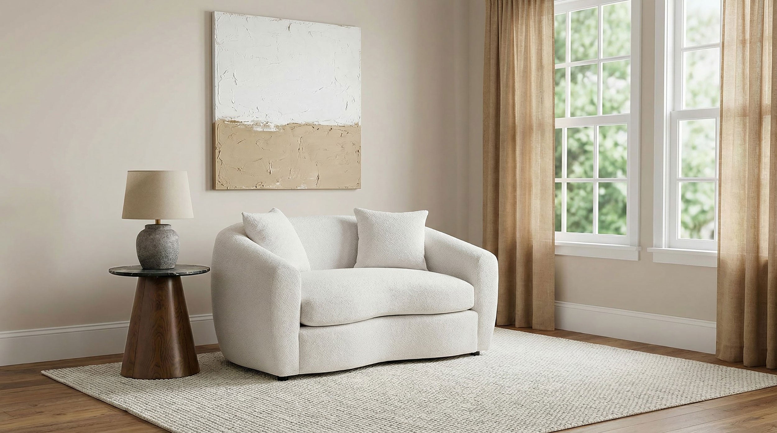 Isabella Fabric Upholstered Loveseat Sand — view 2