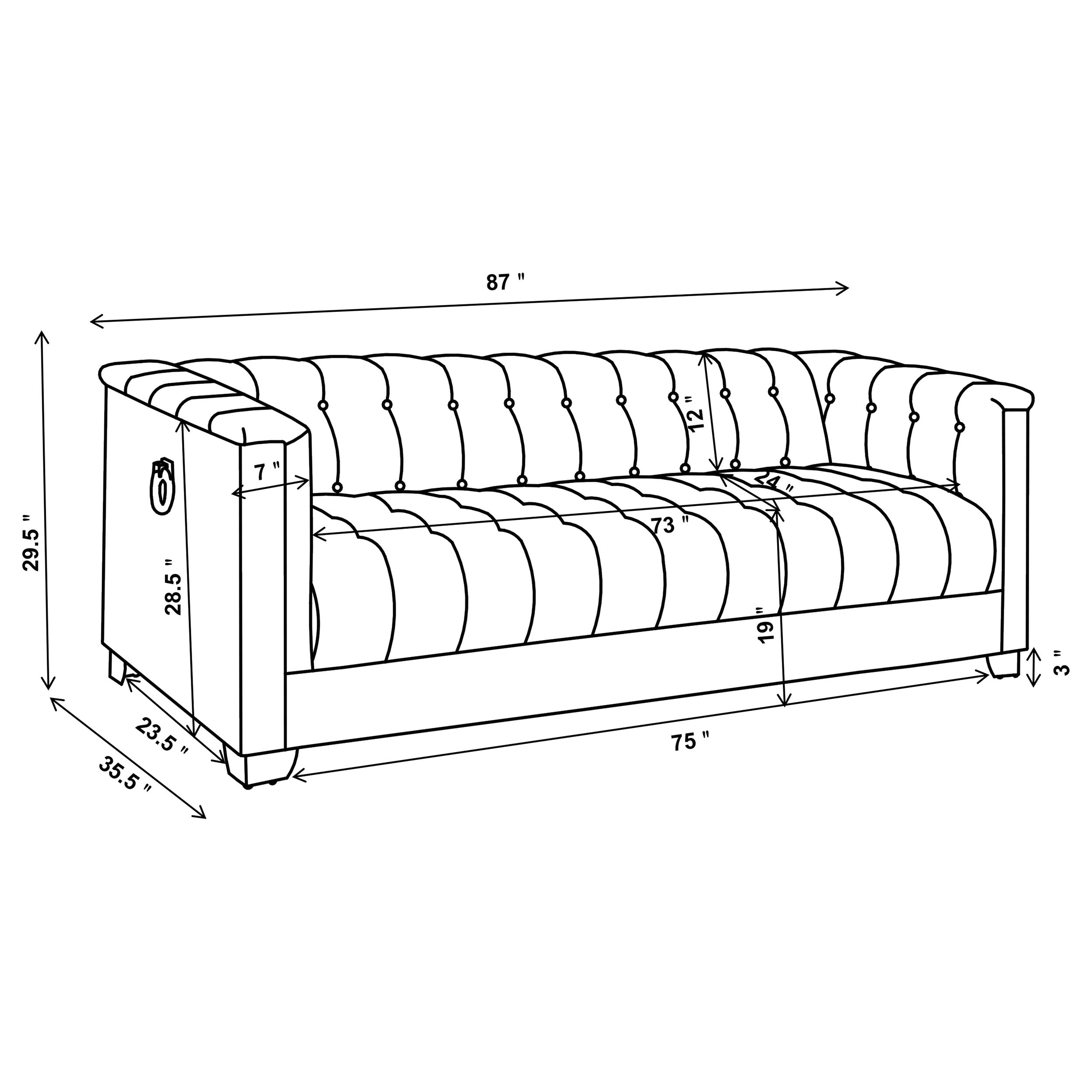 Chaviano Upholstered Track Arm Sofa Pearl White — view 10