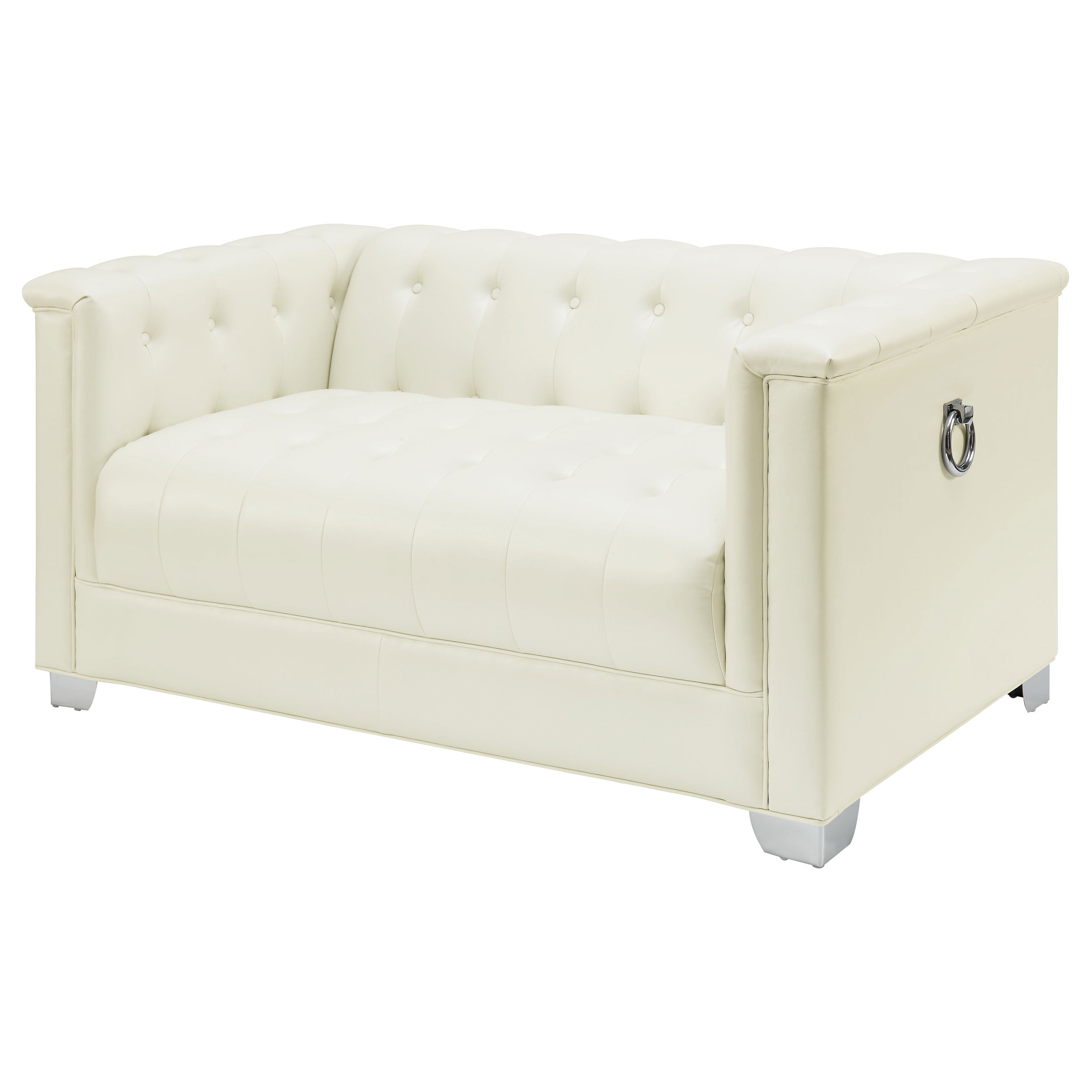 Chaviano Upholstered Track Arm Loveseat Pearl White — view 4