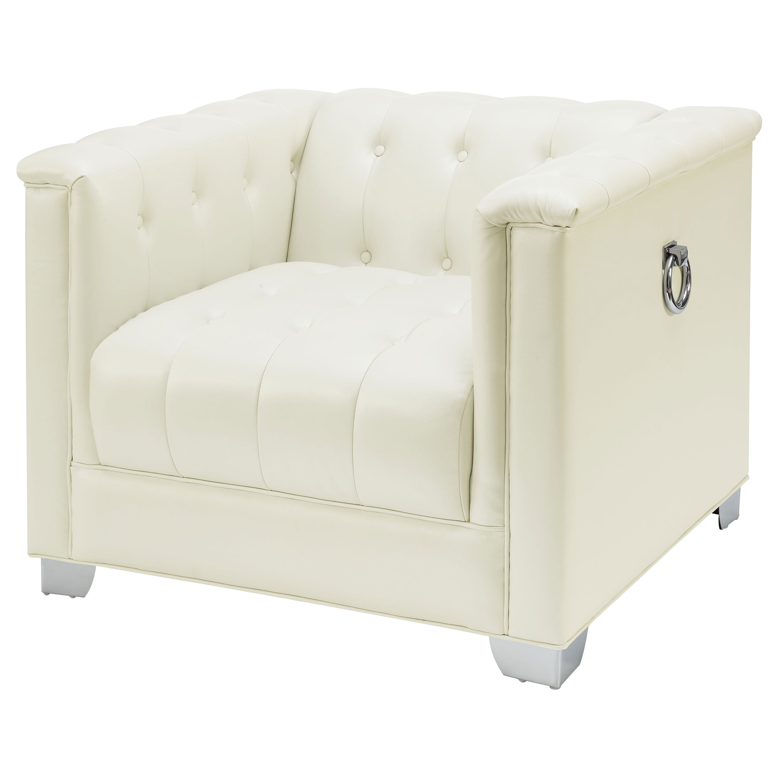Chaviano Upholstered Track Arm Accent Chair Pearl White — view 4