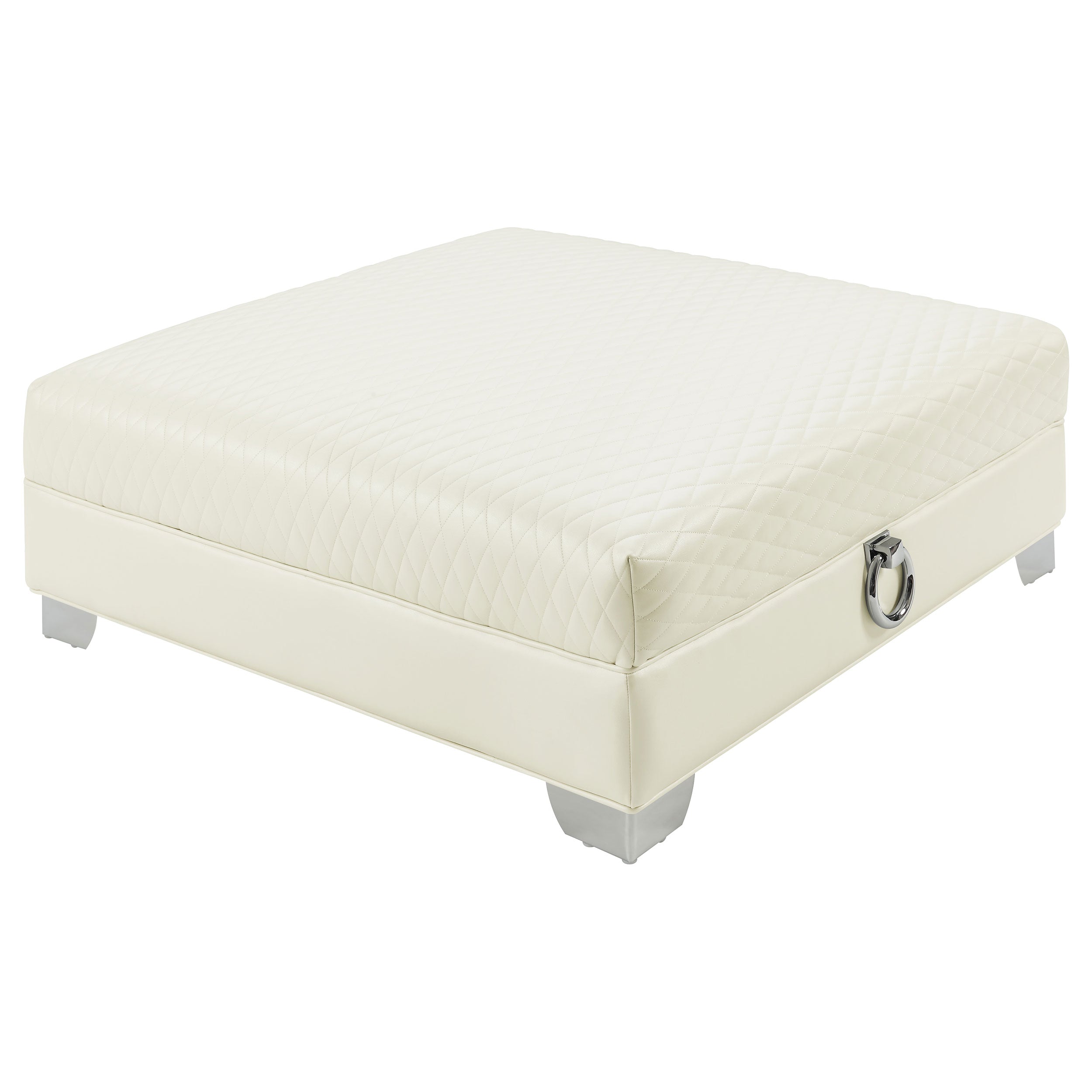 Chaviano Square Upholstered Ottoman Pearl White — view 1