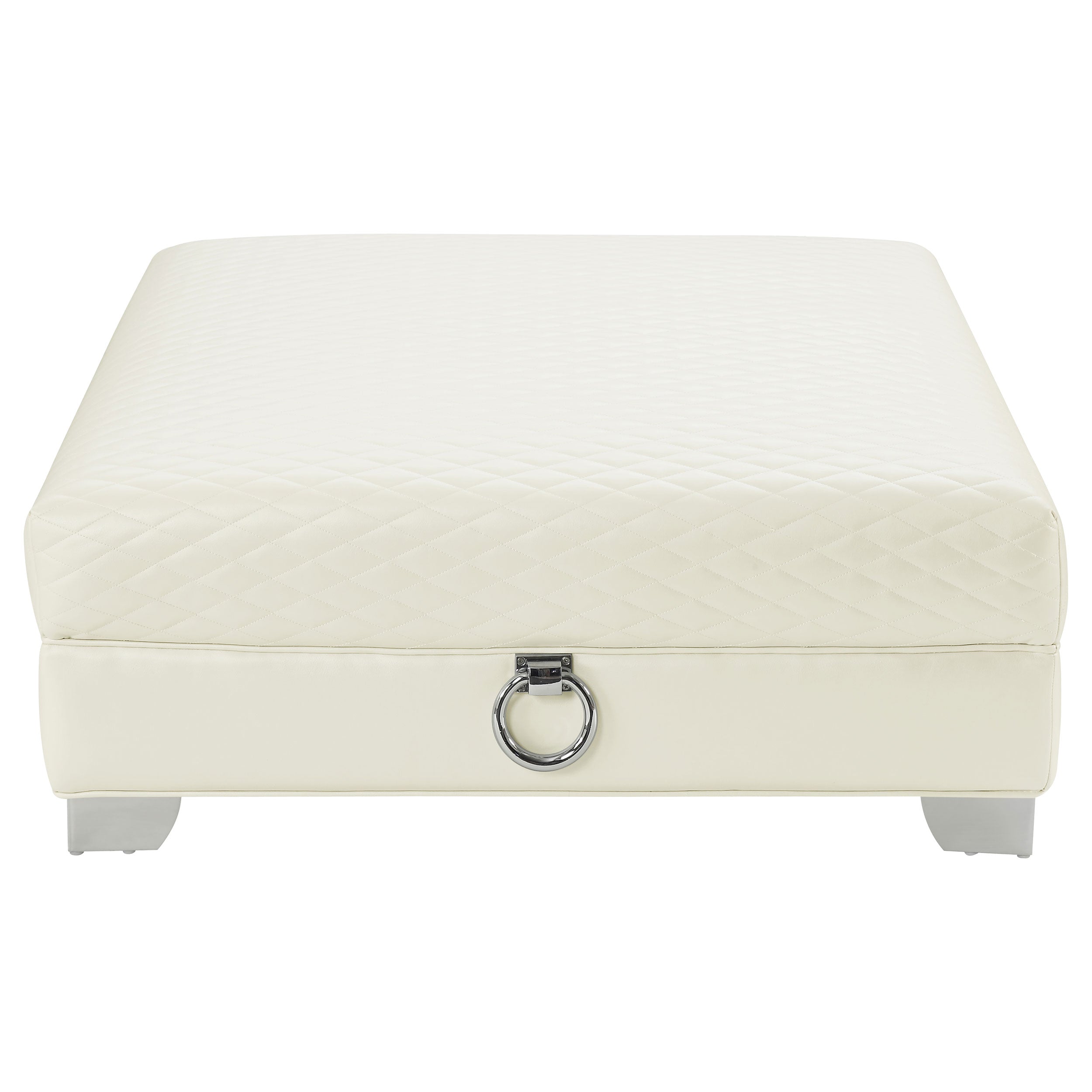 Chaviano Square Upholstered Ottoman Pearl White — view 3