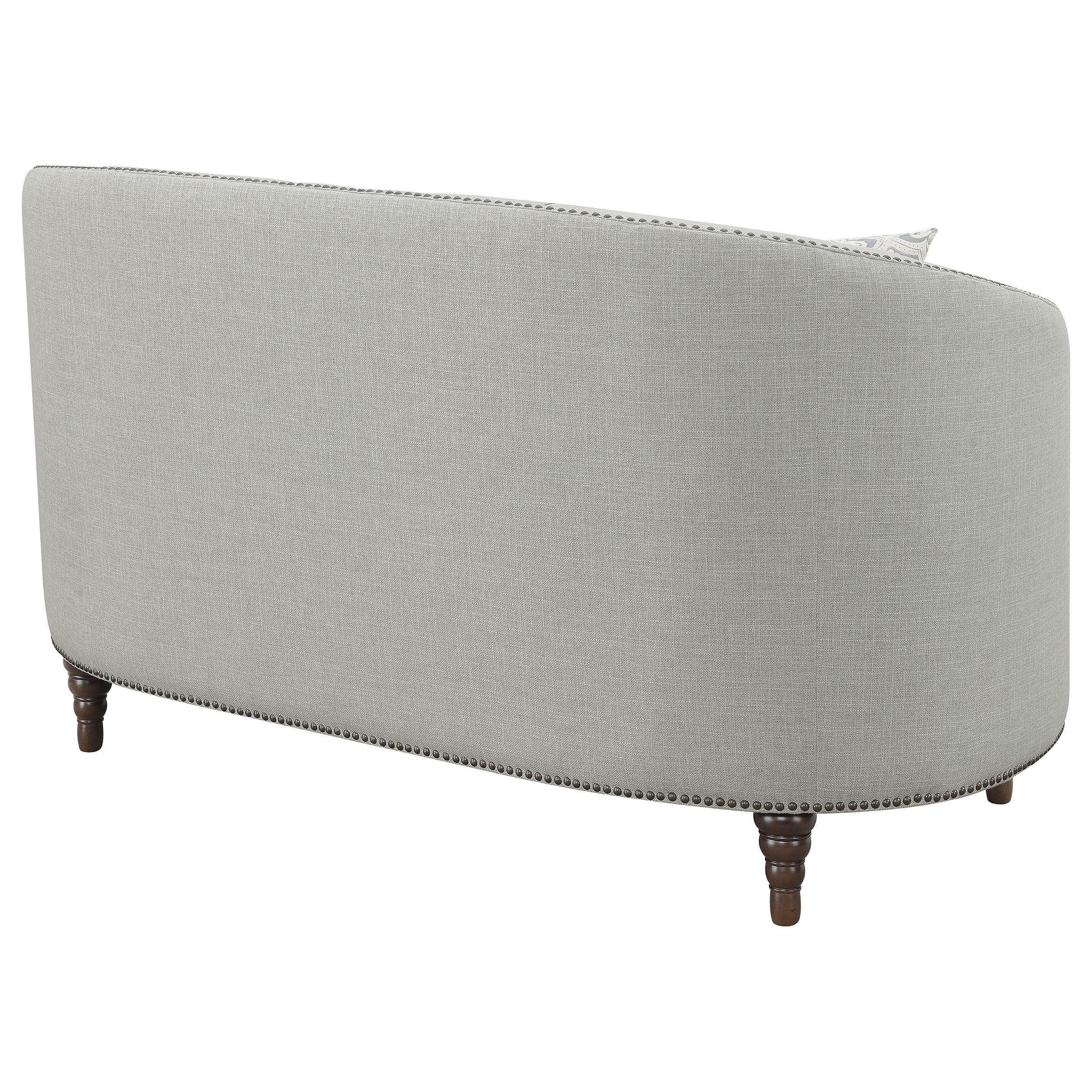 Avonlea Upholstered Sloped Arm Loveseat Grey Fabric — view 8