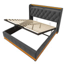 Upholstered Bed, 360 Surround LED Function, Remote Control, Hydraulic Storage Bed With USB, Type-C Charging (Without Mattress)