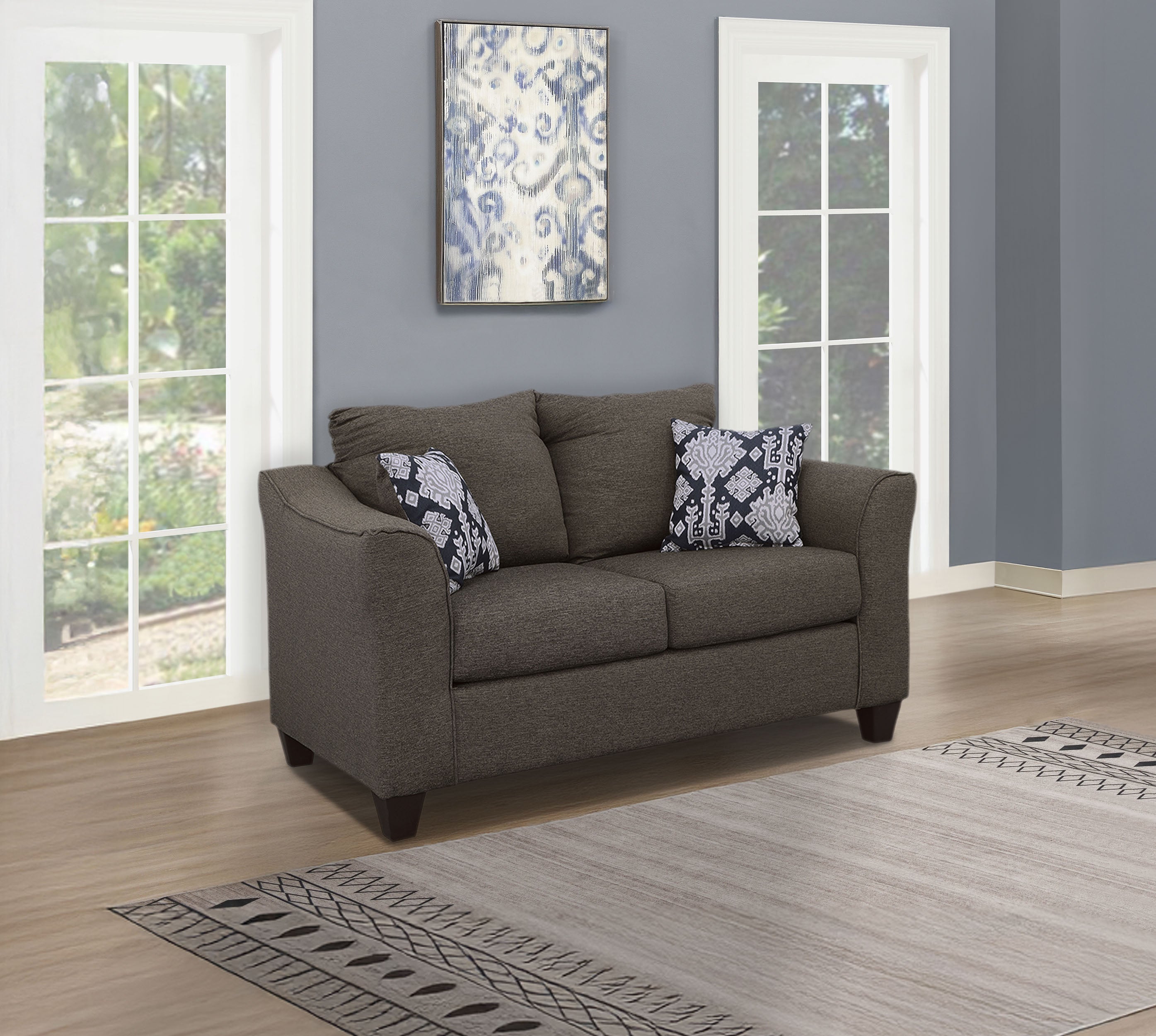 Salizar Upholstered Flared Arm Loveseat Charcoal Grey — view 2